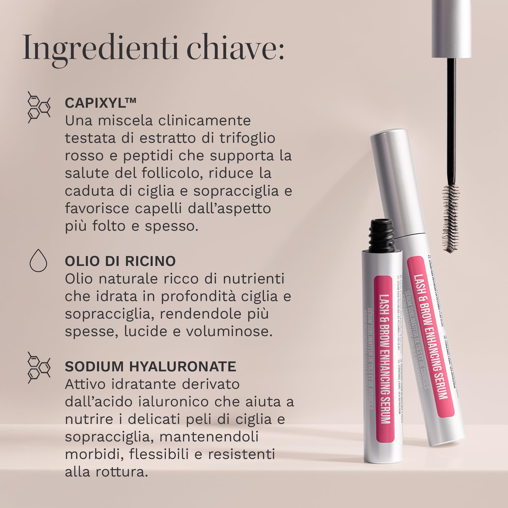 HAIR BURST Siero Ciglia & Sopracciglia - Senza Ormoni, Ciglia Folte 9ml | Siero ciglia con olio di ricino & sodio ialuronato - nutre ciglia e sopracciglia per uno sguardo più folto e definito