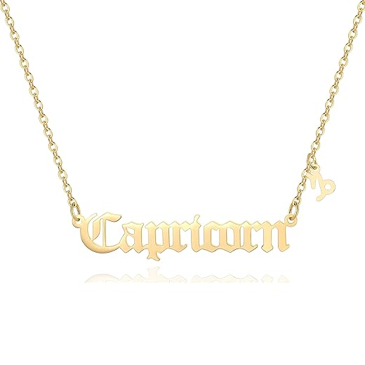 Zodiac Necklace,Zodiac Sign Pendant Necklace for Women,18K Gold Plated