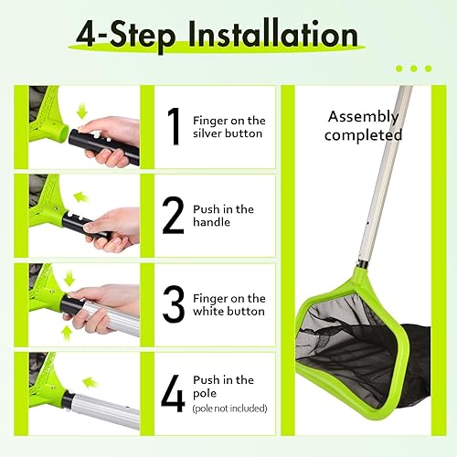 Miniatura 7 de Goovilla Red de piscina, red de desnatador de piscina con bolsa profunda de doble capa, marco de aluminio resistente, rastrillo de hojas para