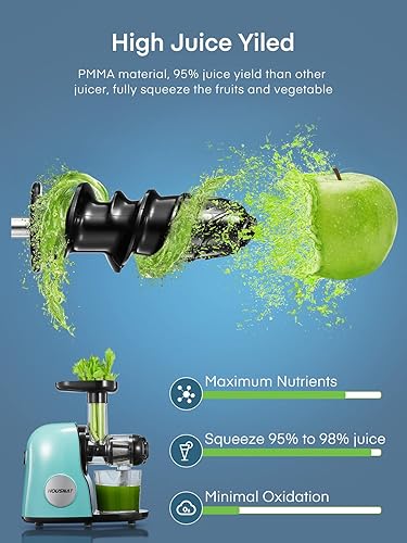 Miniatura 2 de HOUSNAT - Exprimidor profesional de apio lento y fácil de limpiar, exprimidor de prensa en frío con motor silencioso y función inversa para frutas y