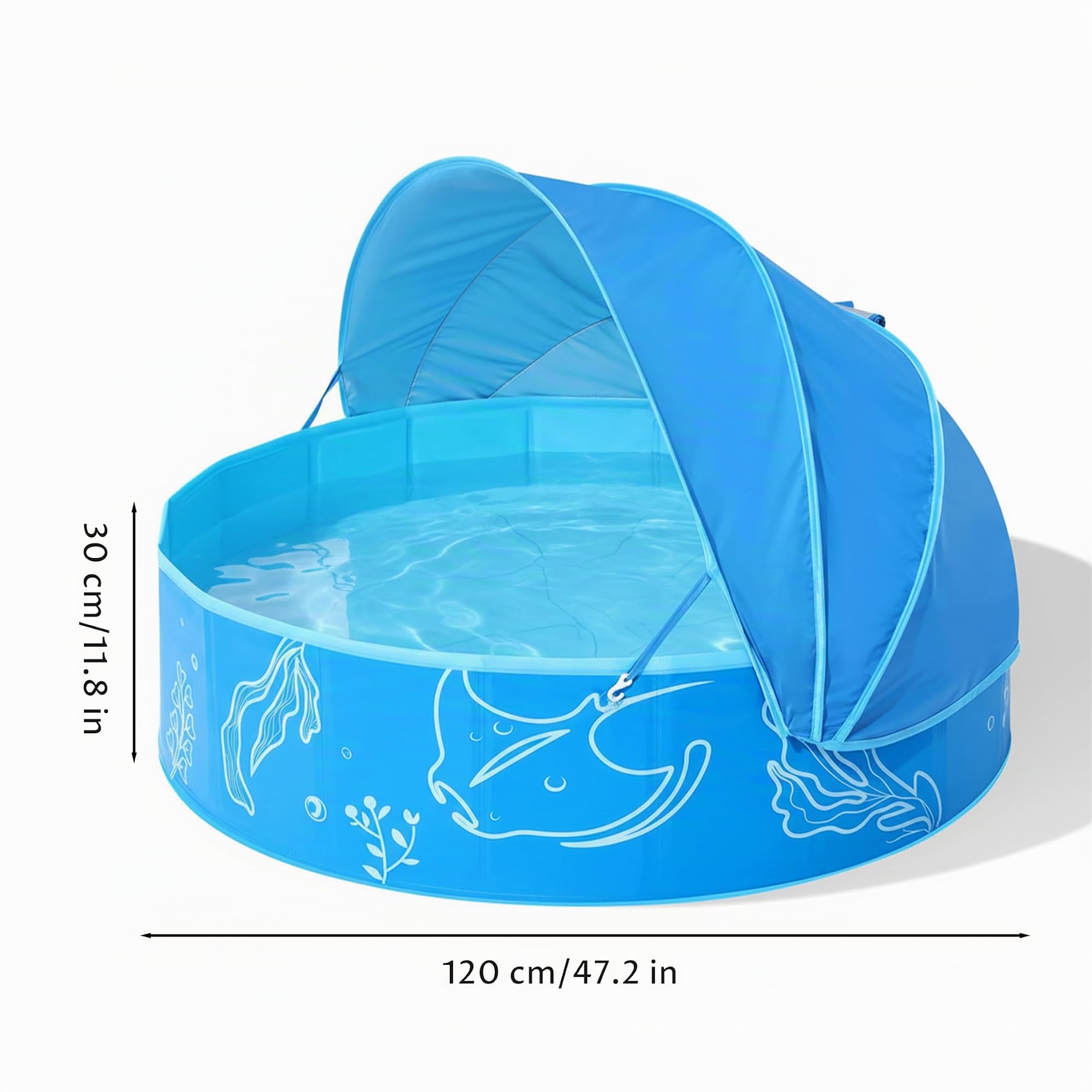 Kinderpool für 4-8-Jährige, faltbar, mit UPF 50+ belüftetem Sonnendach, tragbar, für Kleinkinder von 1-3 Jahren, ideal für Garten und Strand