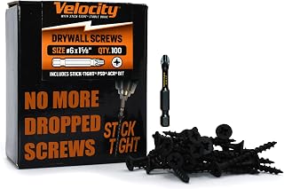 Velocity #6 x 1-5/8" Drywall Screws Black Phosphate Coated, 100-Pack with Stick-Tight PSD ACR Drive Bit by Phillips