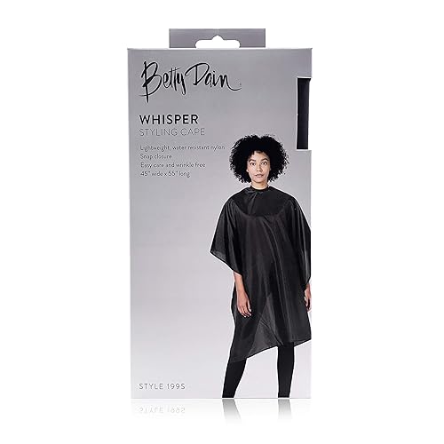 Miniatura 7 de Betty Dain Whisper Styling Cape, tela ligera, nailon resistente al agua, cierre a presión, fácil cuidado, sin arrugas, negro, 45 pulgadas de ancho x