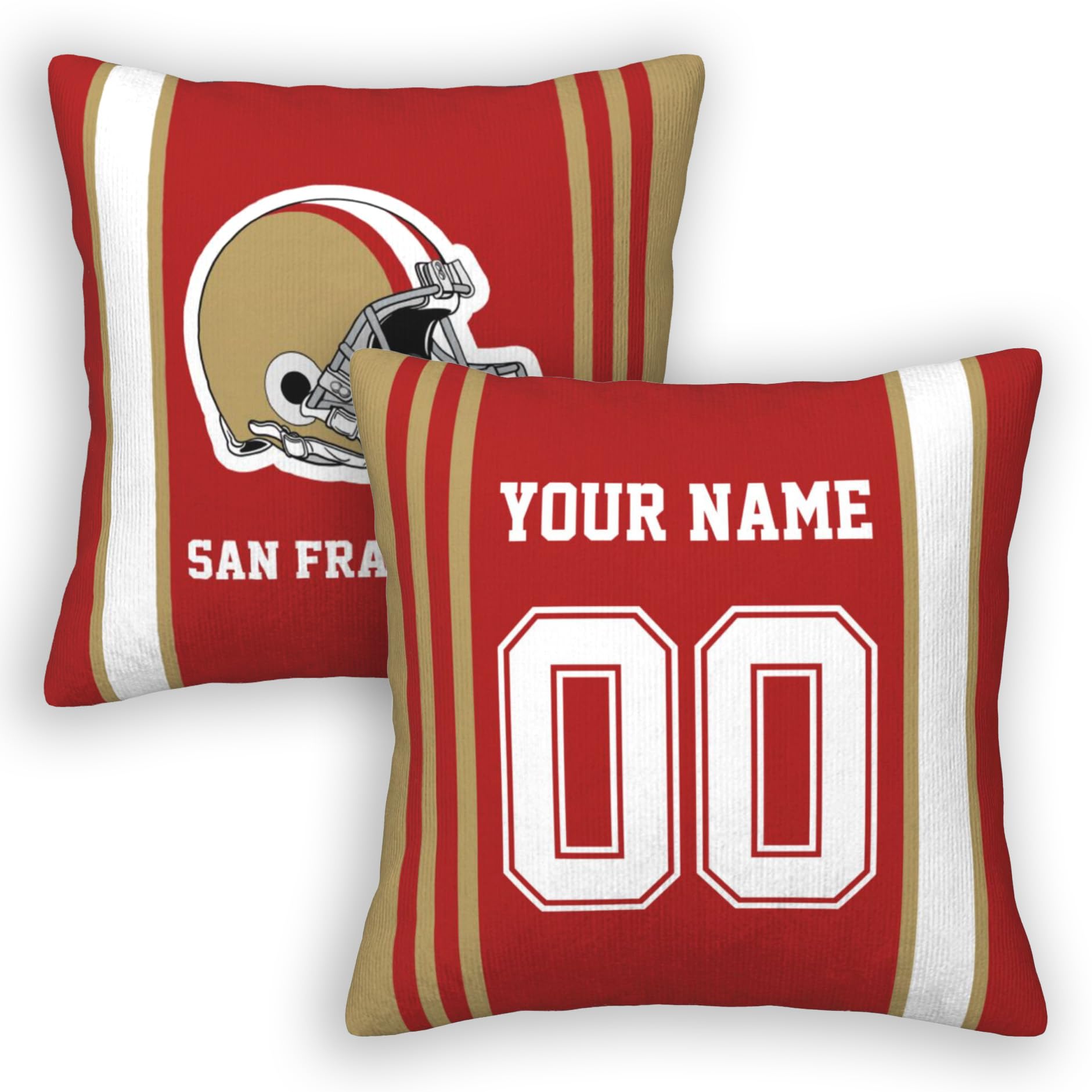 Cokpet San Francisco Throw Pillow Covers Custom Football Style Pillows Case Personalized Any Name and Number Pillow Cover Fans Gifts for Men Women
