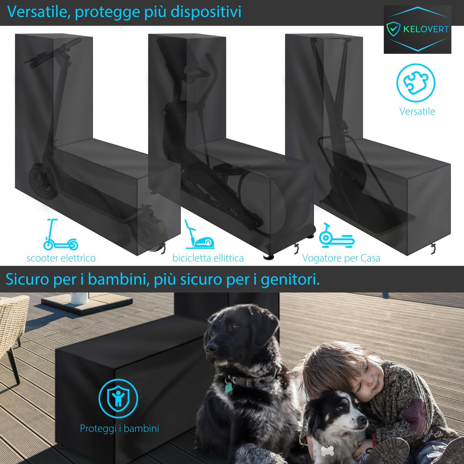 Telo Ellittica Esterno/Interno Impermeabile ✮GARANZIA A VITA✮ Copri Ellittica da Casa fitness Protezione Completa 170x170x70cm Copertura Bici Ellittica 100% Ottimale Estate/Inverno/Autunno/Primavera