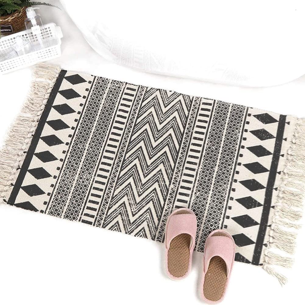 INKAROBOX Cotton Rugs with Tassel Woven Cotton Throw Rug Runner for Kitchen Living Room, Bedroom, Laundry Room - Image 4