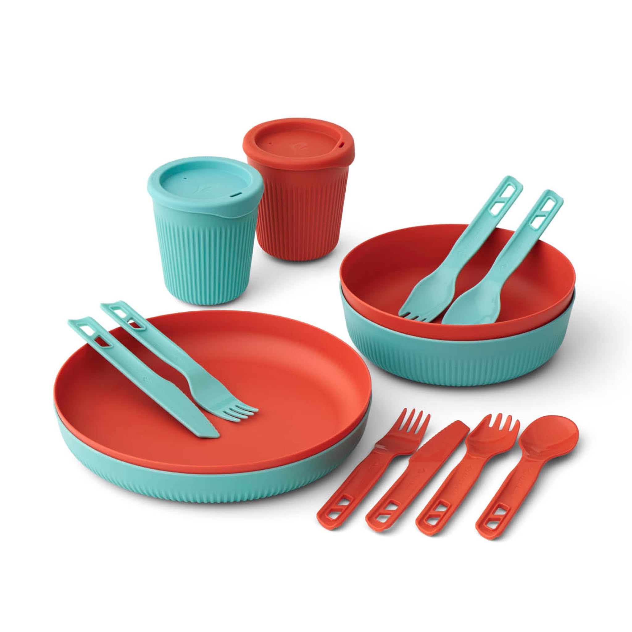 Sea to Summit Passage Dinnerware Set 2P - Vajilla (14 piezas), color azul y naranja