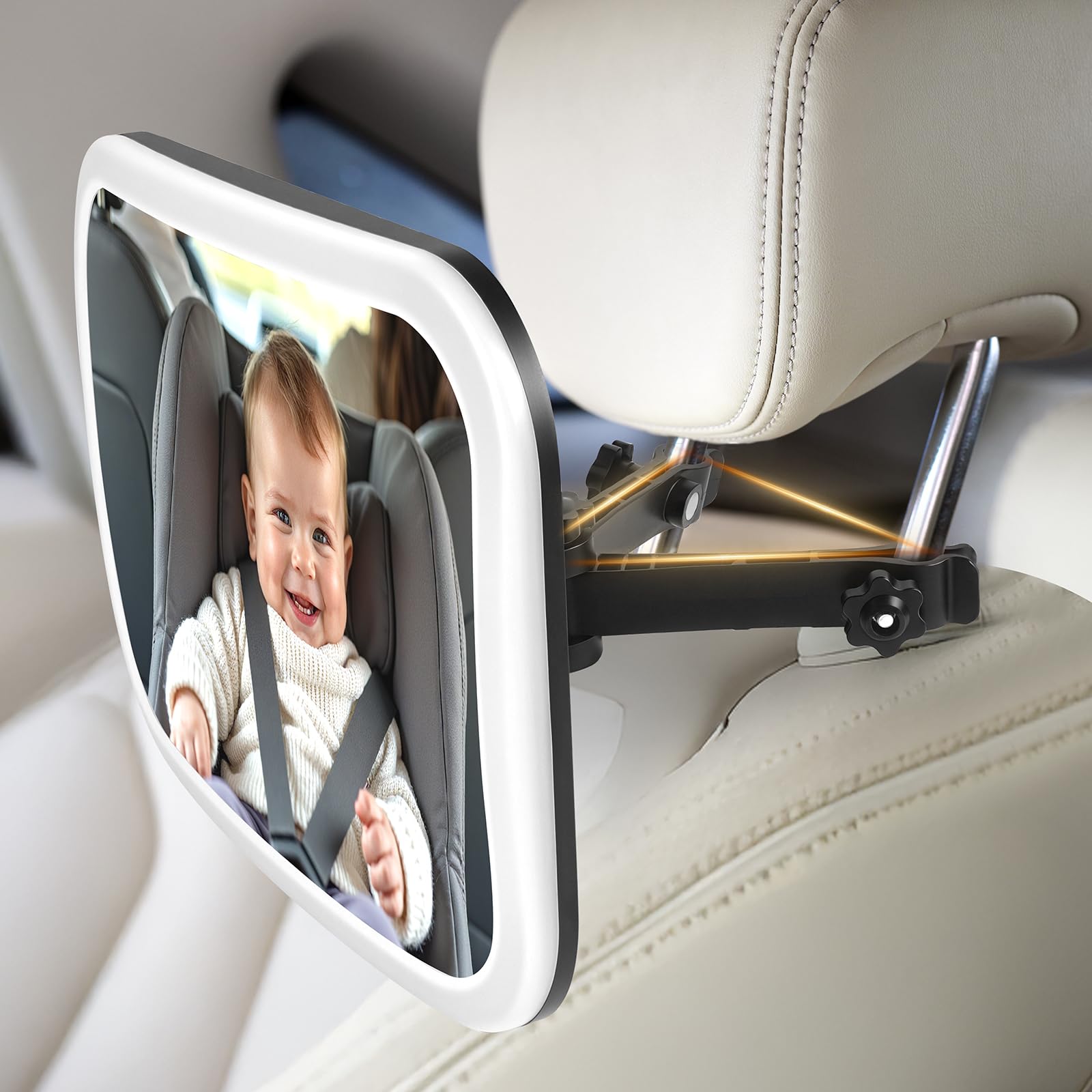 Vicloon Baby Car Mirror, Baby Mirror for Car Back Seat Shatterproof & Shakeproof, Easy To Install