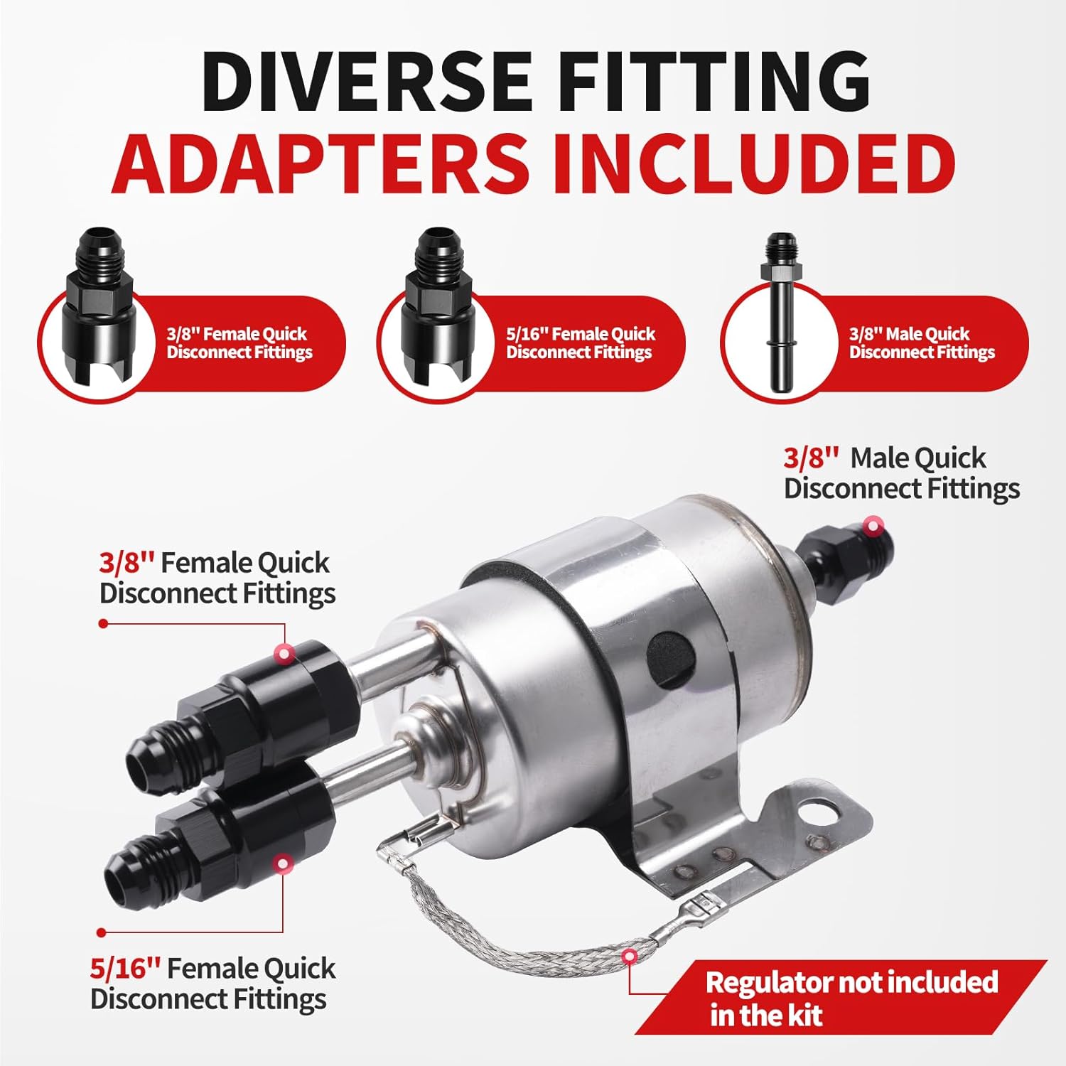 3/8" 6AN 25FT LS Swap Fuel Line Kit EFI E85 Fuel Hose Fitting Kit Nylon Stainless Steel Braided PTFE Fuel Line Kit, With PTFE Hose End Fitting Black