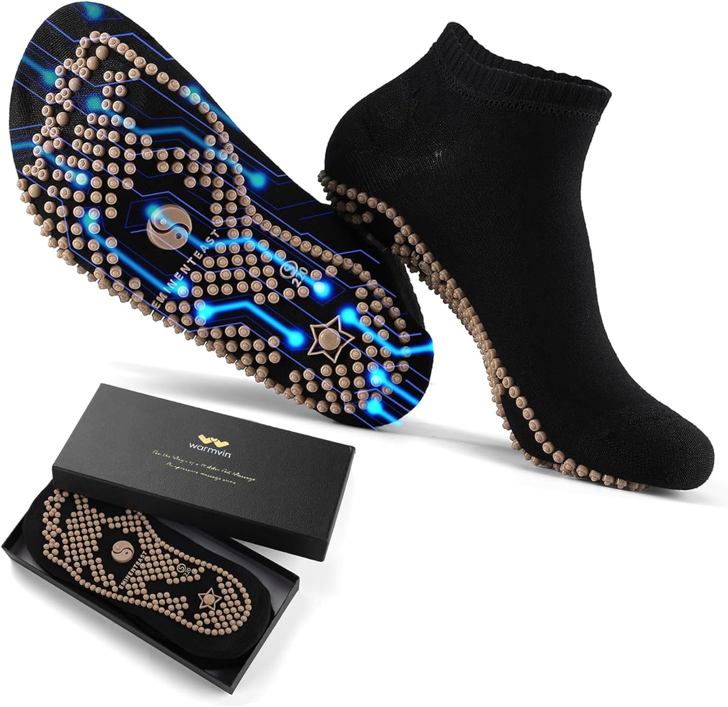 Acupressure Socks Reflexology Foot Massage for Women Men Acupuncture Socks with Pressure Point, Gifts for Busy Mom Elders Massaging Convenient and Efficient Size 7-8（Advanced Model）