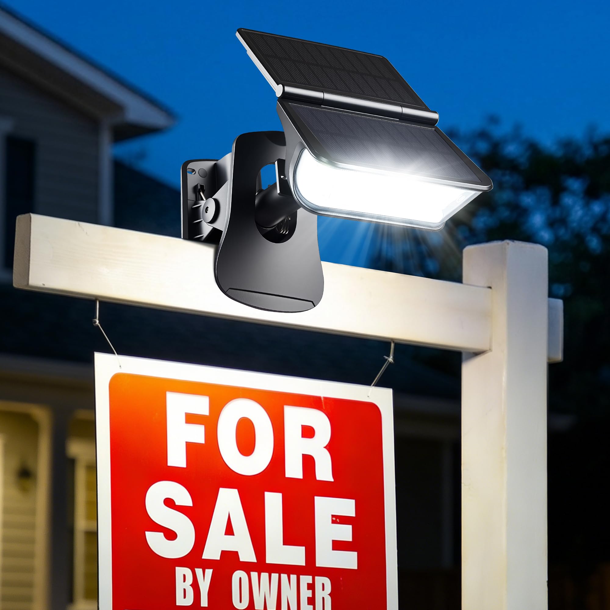 Photo 1 of LUHLEE Solar Sign Lights Outdoor, Clip On Solar Light for Real Estate Signs, 65 LED 6000K Bright White, 270° Wide Angle, IP65 Waterproof, Dusk to Dawn Auto On/Off (1)