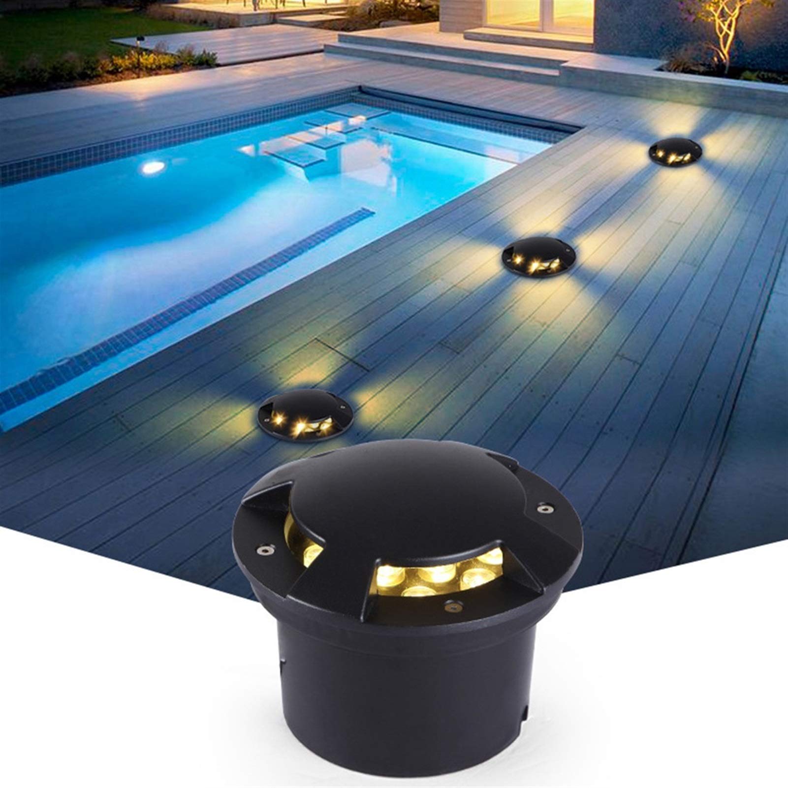 Faretti Incasso LED A Pavimento Emissione Laterale Nessun Riflesso Terrazza Segnapasso LED Esterno Giardino Mazzo All'aperto Impermeabile AC85-265V (Color : Warm Light, Energia : 7W)