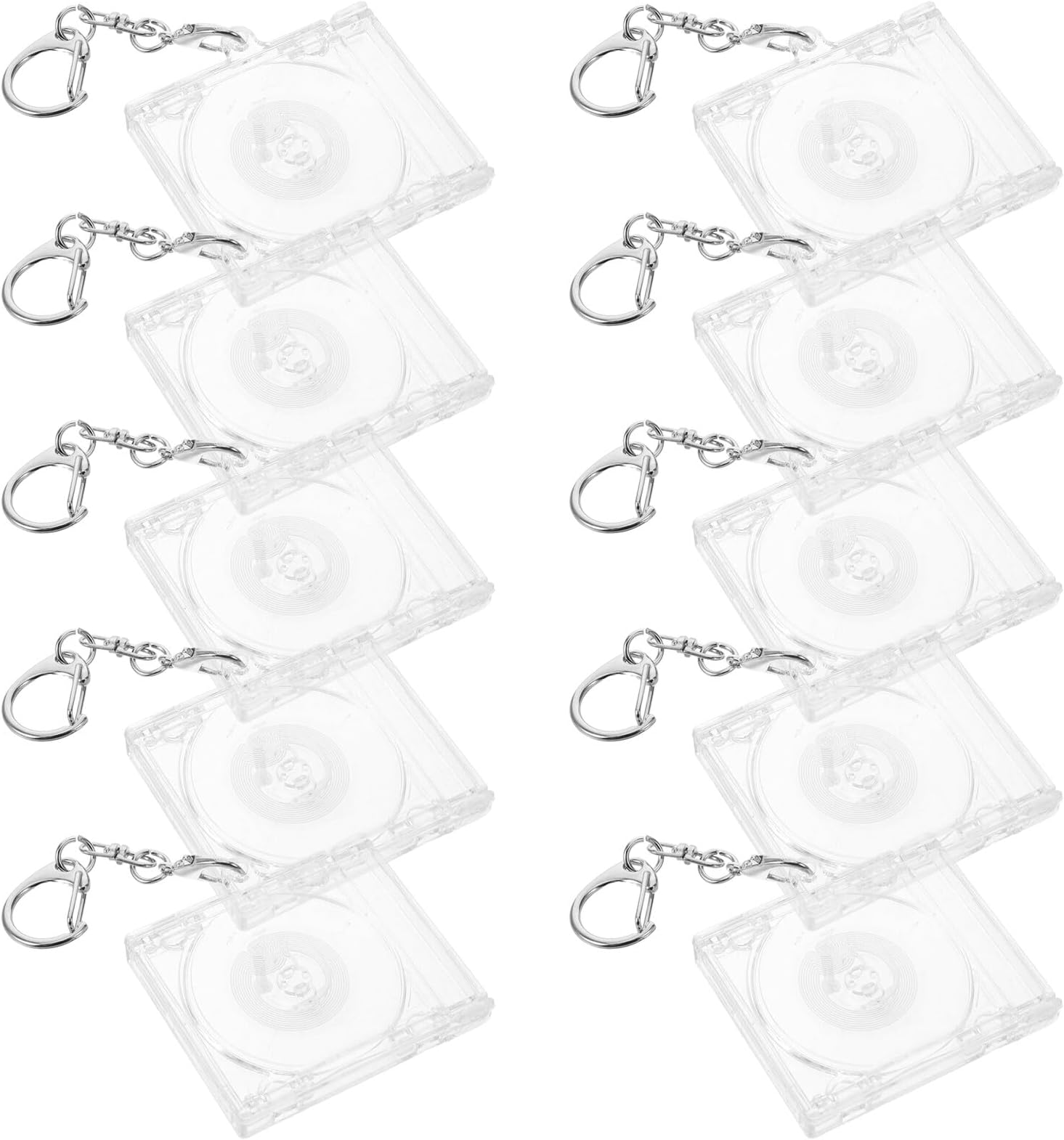 10 Sets Mini Album Keyring Key Chain Blanks Stylish Unique Design Acrylic Showcase Miniature CD Discs CD Organizer Music Enthusiasts Carry Music Collection on Backpacks