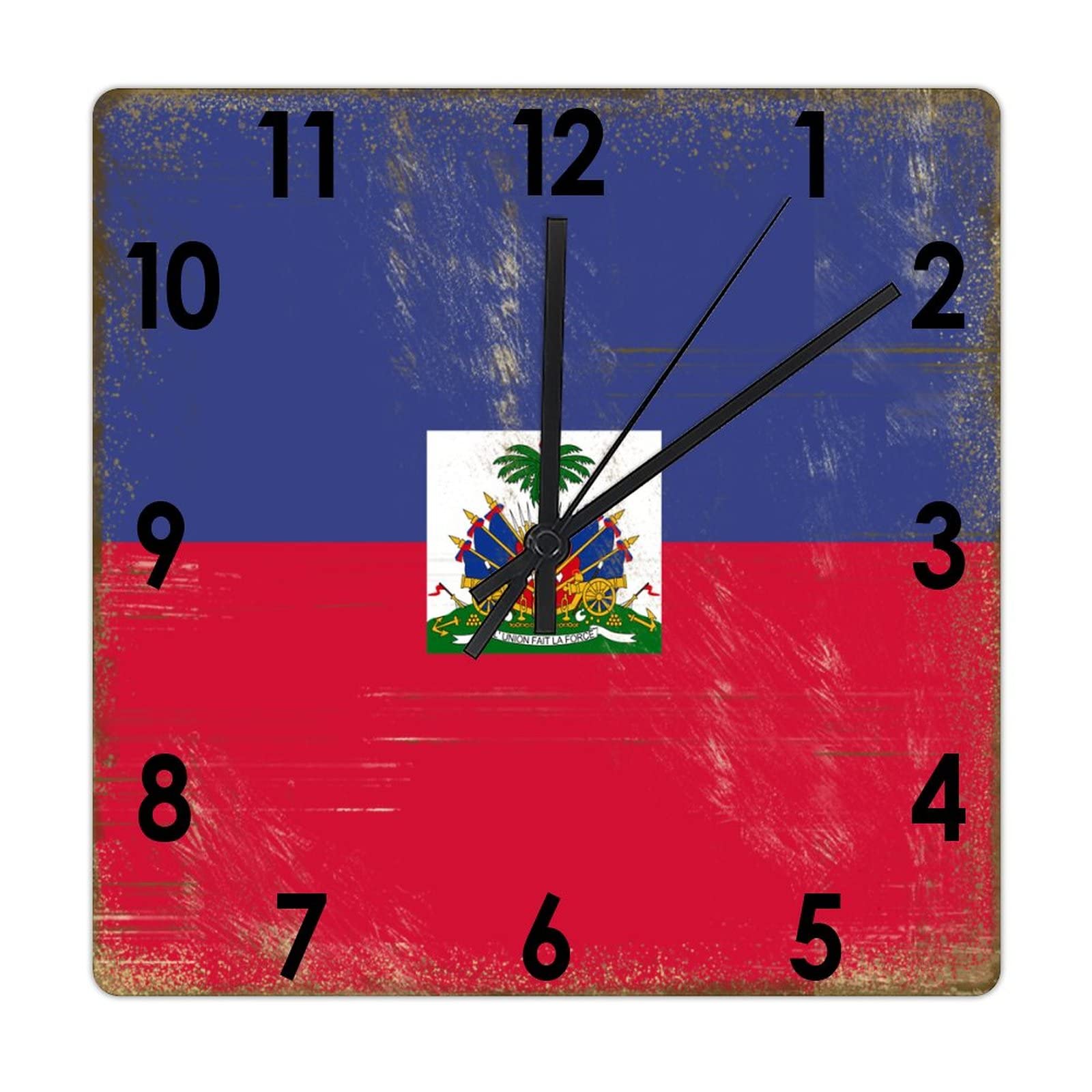 Horloge murale carrée en bois massif Haiti pour un salon élégant et épuré