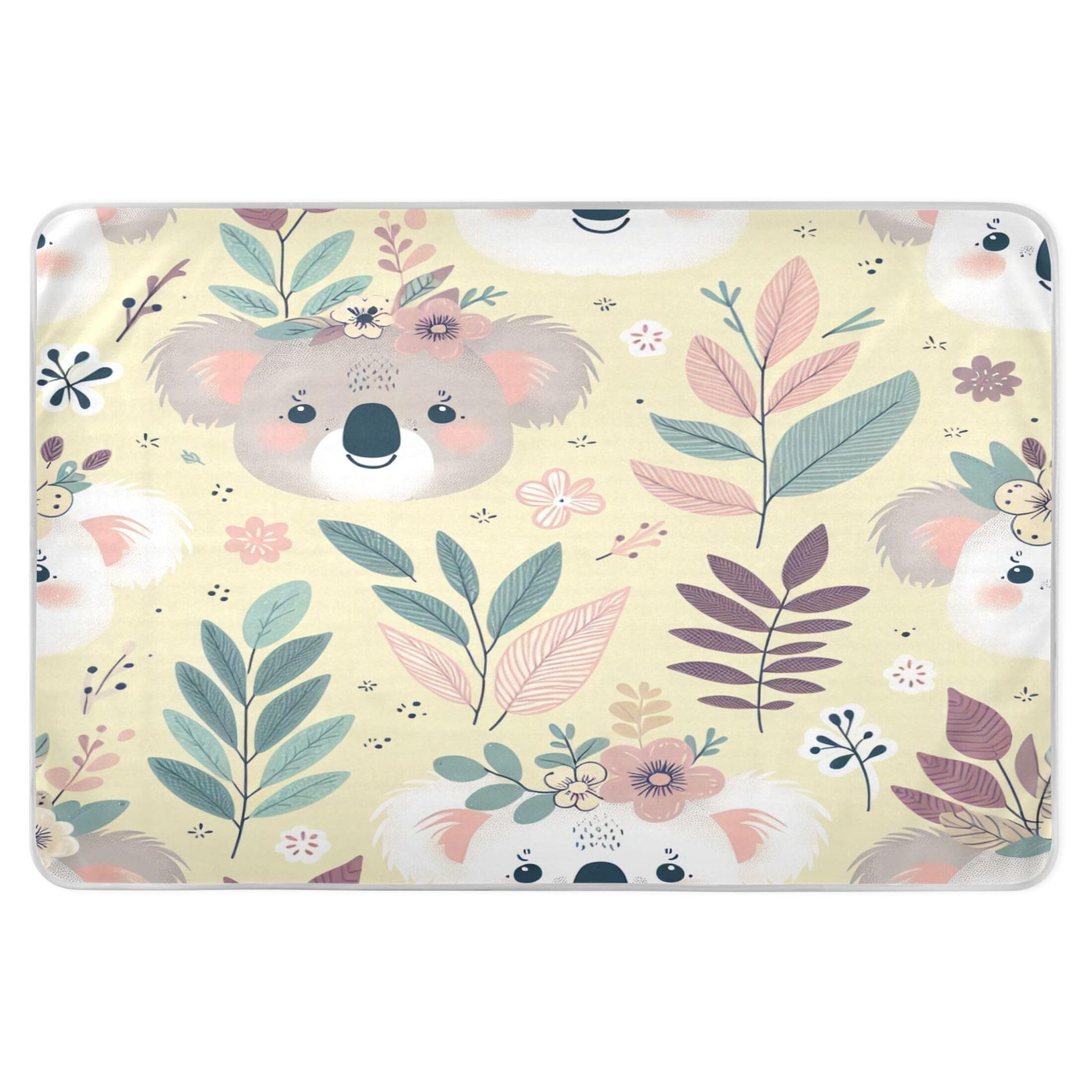 Takiito Koala Bed Pad Reusable Bed Underpad Washable Waterproof Leak-Proof Quick Dry Incontinence Pee Pad for Toddlers Kids Adults Pets 34x52 in