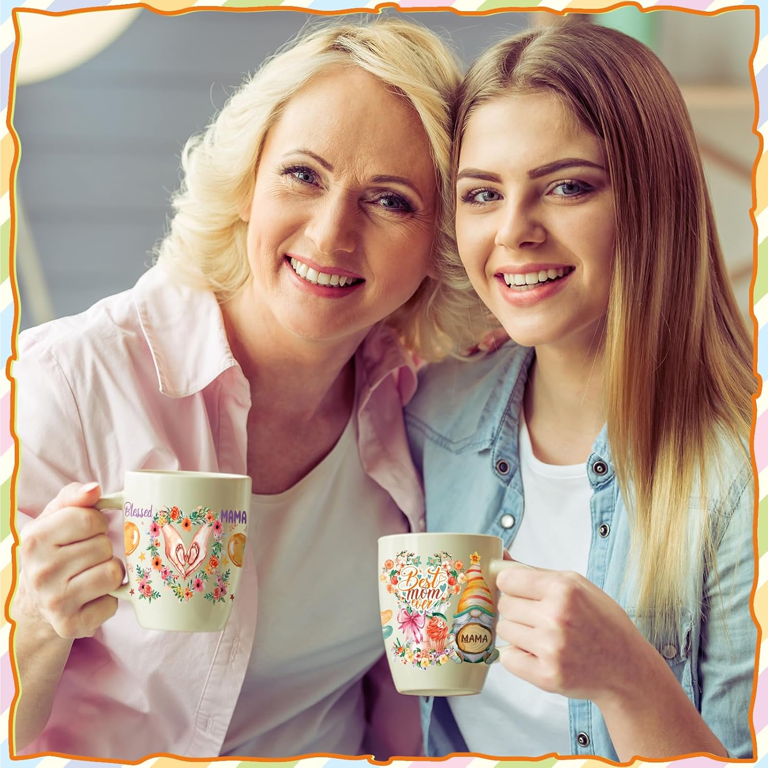 Kosiz 16 Sheet Mother's Day UV DTF Cup Wrap Transfer Stickers for Glass Love Mom Gnome Sticker Rub on Transfers Crafting Waterproof 16 oz Floral UV DTF Cup Wraps Decals for Mother's Day Gifts Craft image 2