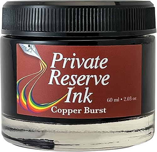 Private Reserve Ink Copper Burst - Botella de tinta premium de 60ml (2.03 fl oz) para pluma estilográfica  Cobre cálido con fórmula de secado rápido