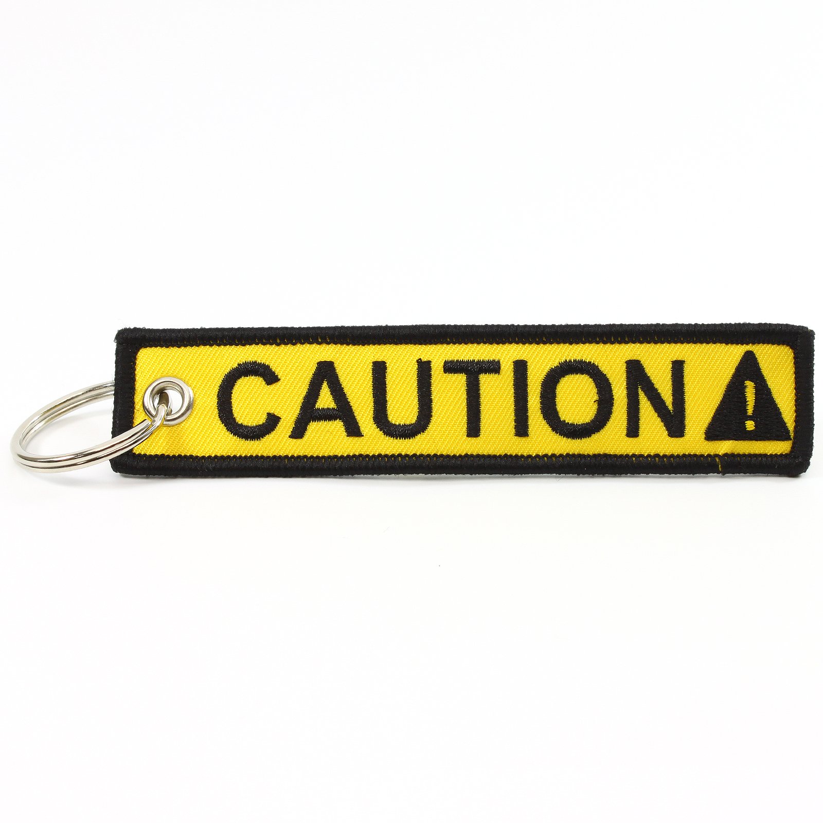 Rotary13B1 CAUTION Key Chain SAFETY Tag Yellow Black SIZE: 1in by 5in