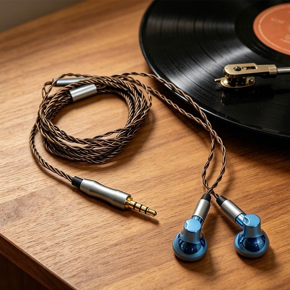 Auriculares inalámbricos con cable MMCX 14.2 mm controlador (HiFi) | Controlador de 14,2 mm, sonido claro, conector MMCX, cableado, compacto para viajes