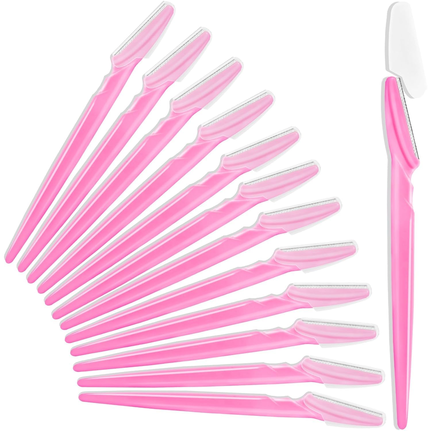 First Beauty Facial Razors for Women - Eyebrow Shaper & Face Hair Remover Blades with Protective Cap - Pack of 12 (Colorful) - Dermaplaning Tool for Smooth & Glowing Skin (Pack of 12)