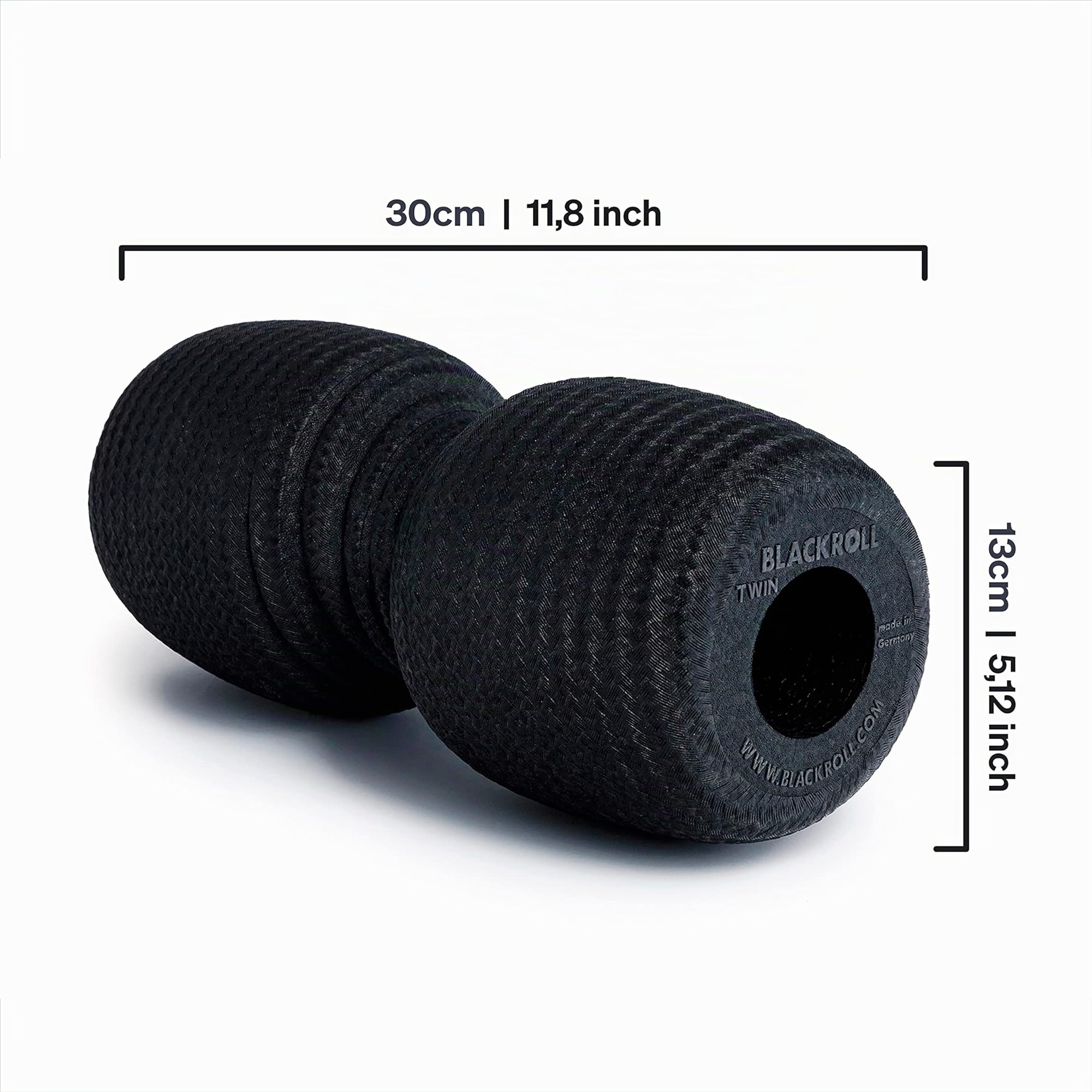 BLACKROLL® TWIN Faszienrolle (30 cm x 13 cm), Massagerolle mit Aussparung für die Wirbelsäule, Fitness-Rolle für die punktuelle Selbstmassage und Regeneration, mittlere Härte, Made in Germany