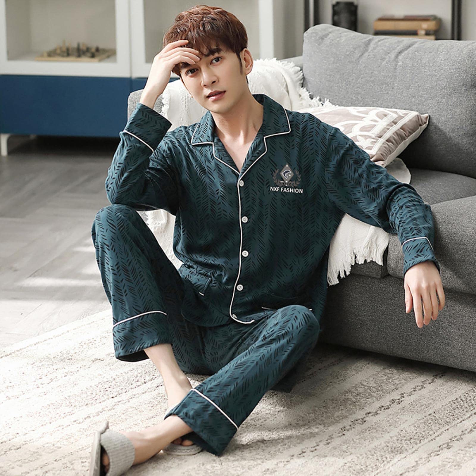 Set di Pigiama in Cotone Maschio Autunno Inverno 4XL per Abbigliamento da Sonno più Dimensioni per la Moda per Pigiama da Pigiama Set di Pigiami da Pigiama