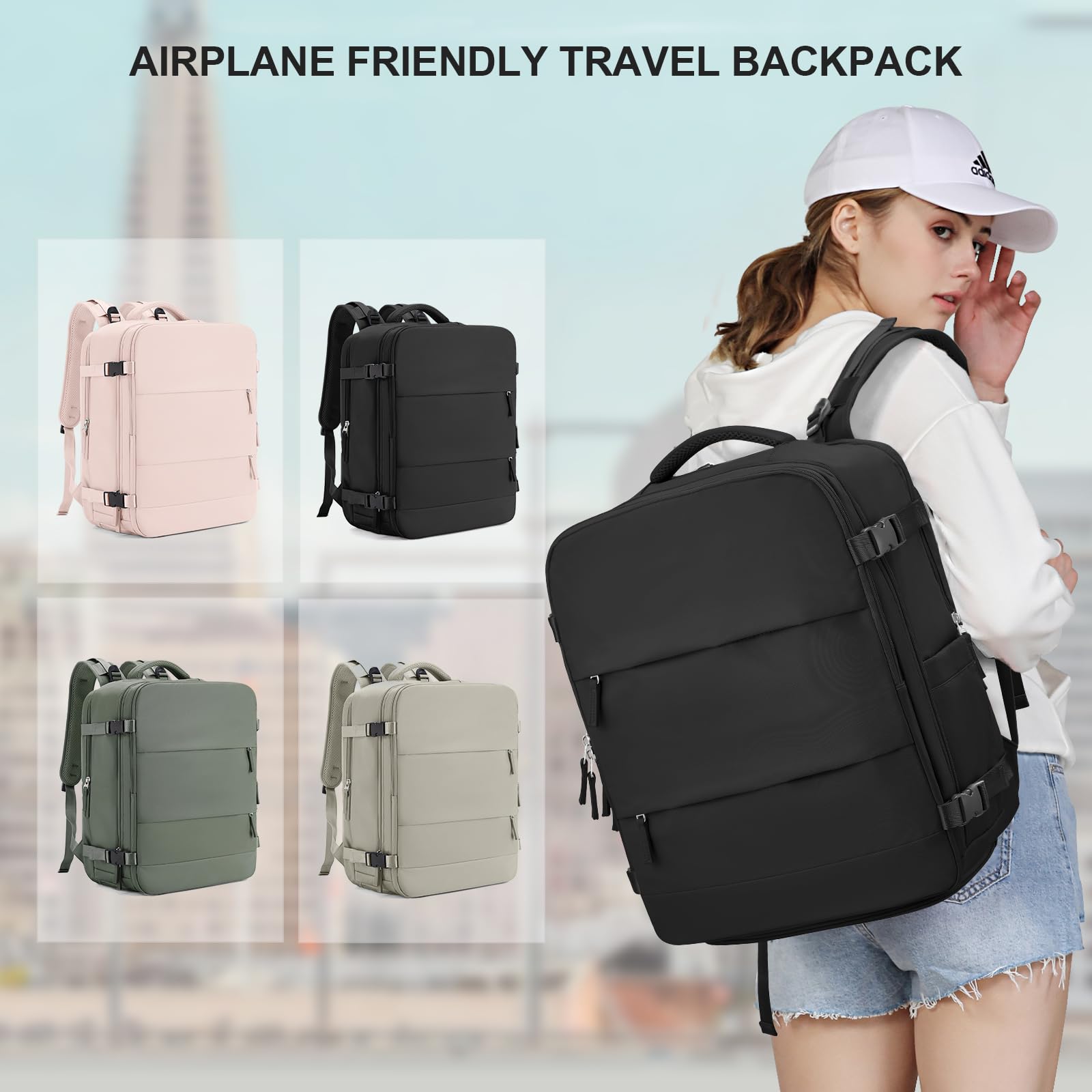 SZLX Zaino Ryanair 40x20x25 Donna Zaino da Viaggio 40x30x20 Sottovuoto con pompa Bagaglio a Mano Sottovuoto Uomo Borse da Cabina 45x36x20 Easyjet con scomparto per scarpe per Laptop da 14 Pollici