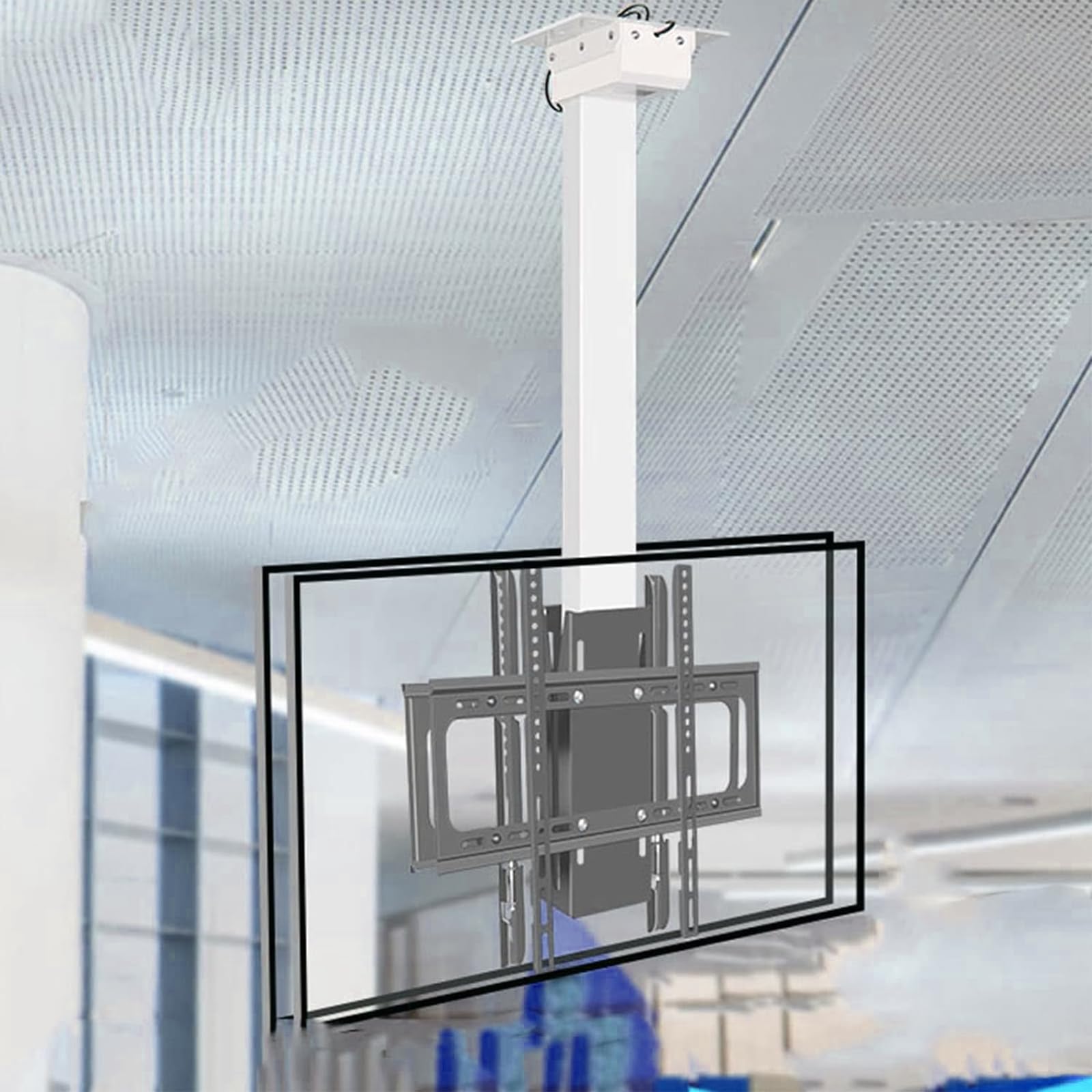 Supporto TV Elettrico da soffitto - Supporto da Pavimento per TV LCD, Supporto TV telescopico Regolabile in Altezza con Sollevamento Automatico, con impostazione di,