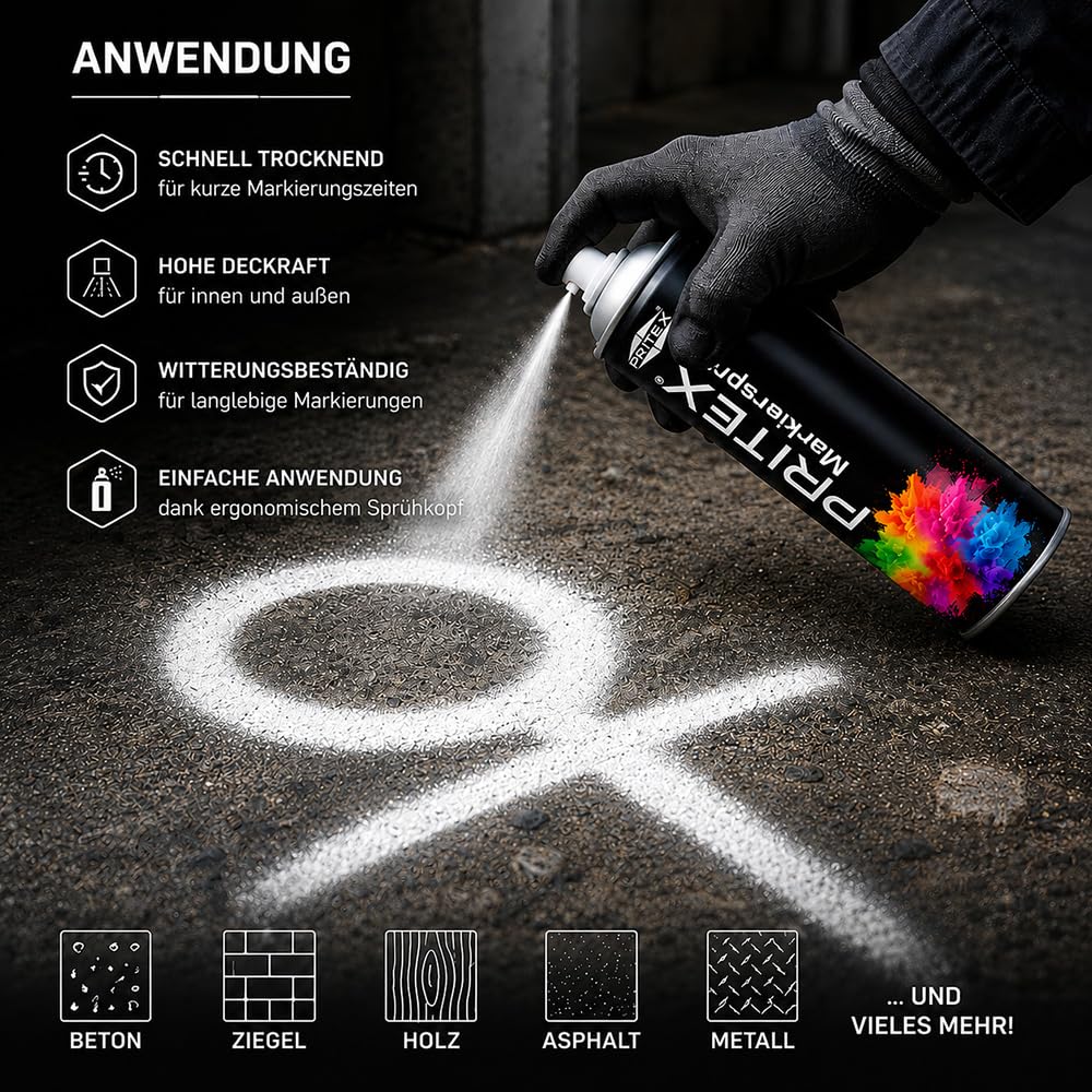 PRITEX Markierspray Weiß 500 ml, 24 Dosen