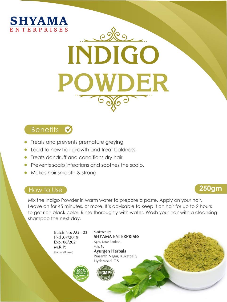 Pure Organic Indigo Powder shining black & strong hair (250Gm) cloth filtered-picture-45