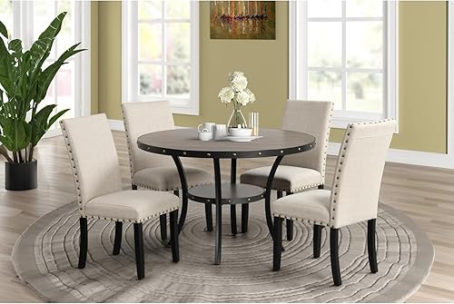 Miniatura 2 de New Classic Furniture Classic Furniture Crispin - Mesa de comedor redonda de madera maciza, 48 pulgadas, color gris