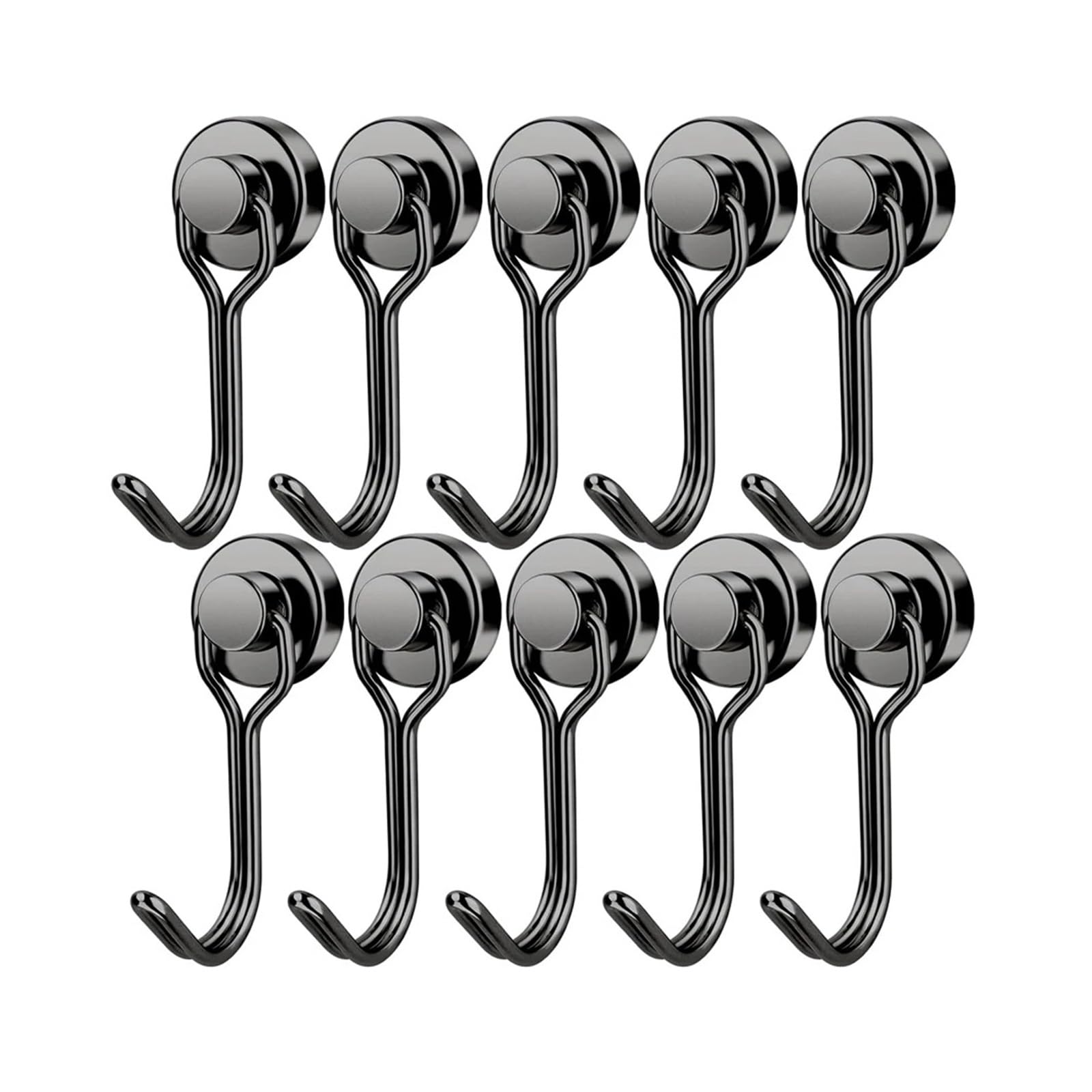 Genérico Ganchos magnéticos giratorios de alta resistencia, gancho magnético negro for refrigerador, parrilla y taquilla(Sliver 20pcs)