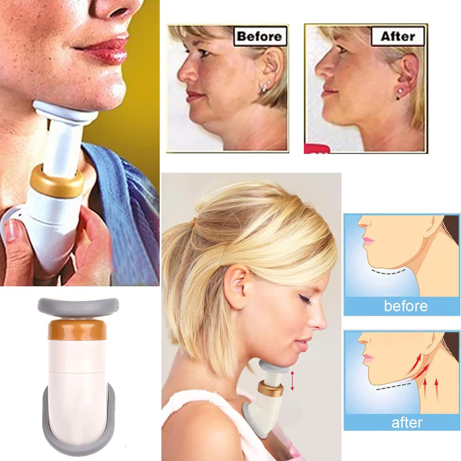 Schlanker Hals – Doppelkinn-Trainer | Gesichts- und Nackenmassage | Gesichtslinie-Trainer | Gesichtslifting-Gerät | Hals-Lifting-Gerät | Nackenstraffungssystem
