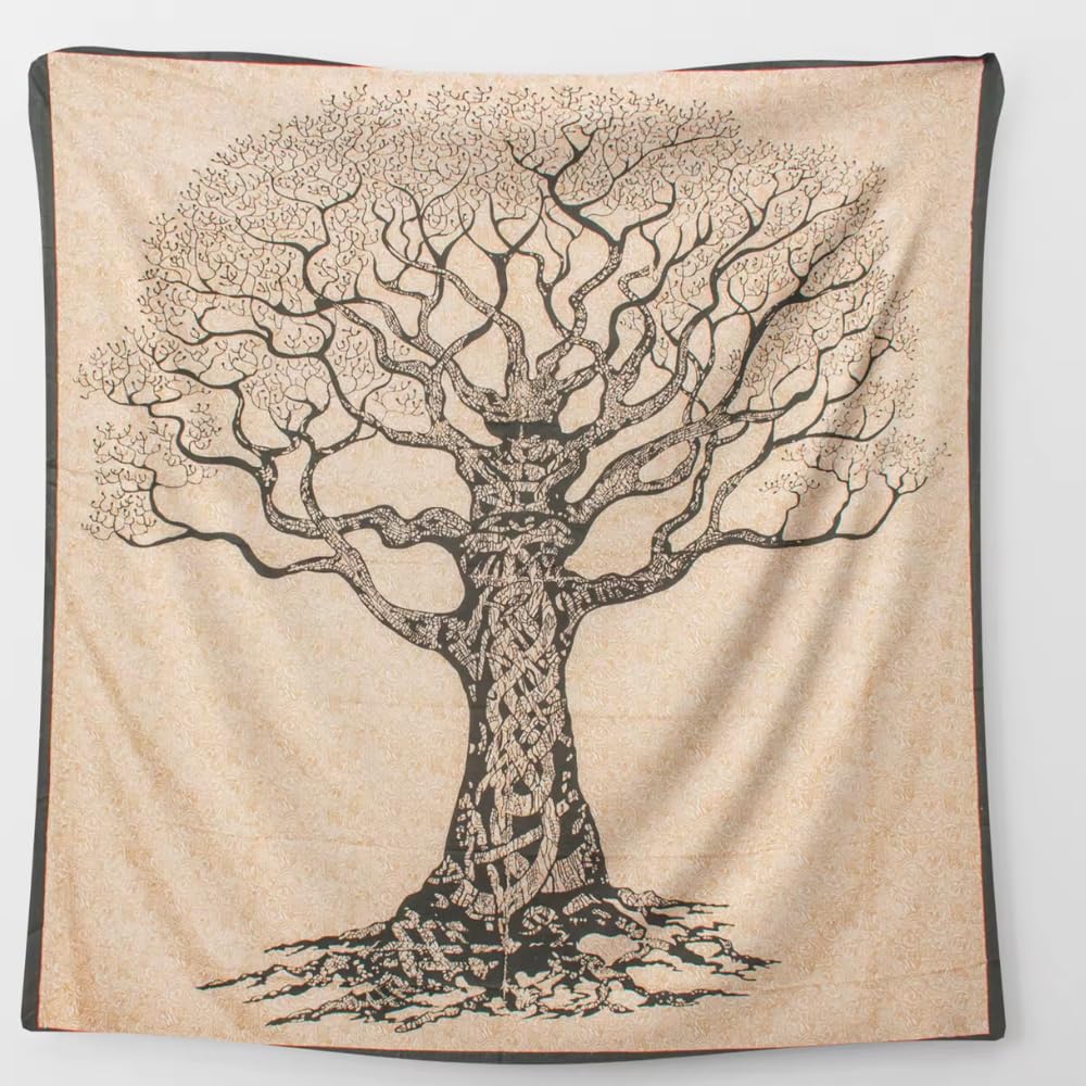 Kimbatex Pareo Multiusos XXL para Playa y hogar, 210 x 240 cm, 100% algodón. Ideal como Pareo Playa, Cubre sofá, Cubre Camas, Tapiz... (Arbol de la Vida)