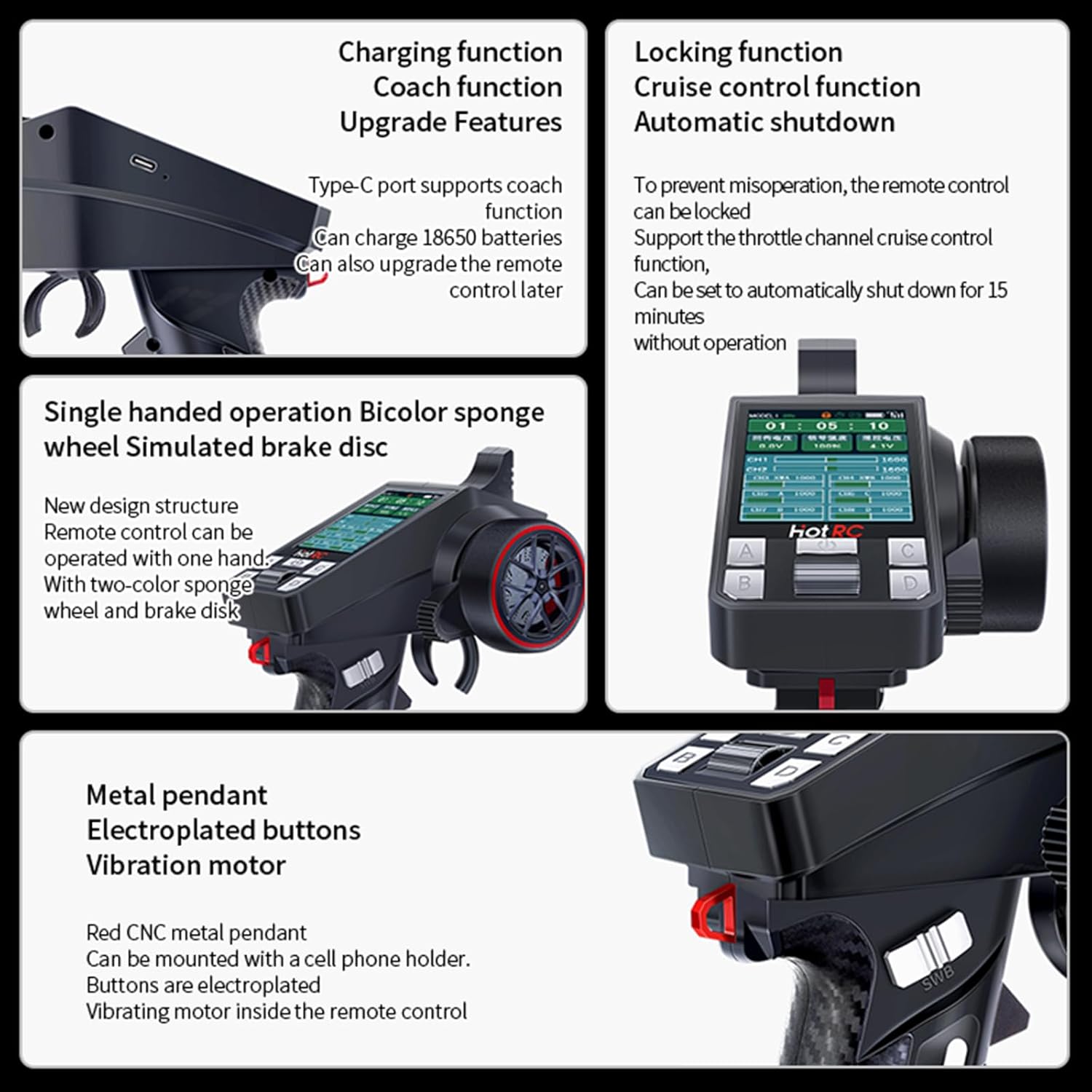HOTRC CT-8A RC Transmitter and Receiver 8 Channel 2.4ghz Hand Controlled RC Car Boat Tanks Remote Controller Long Distance (Plastic+1RX)