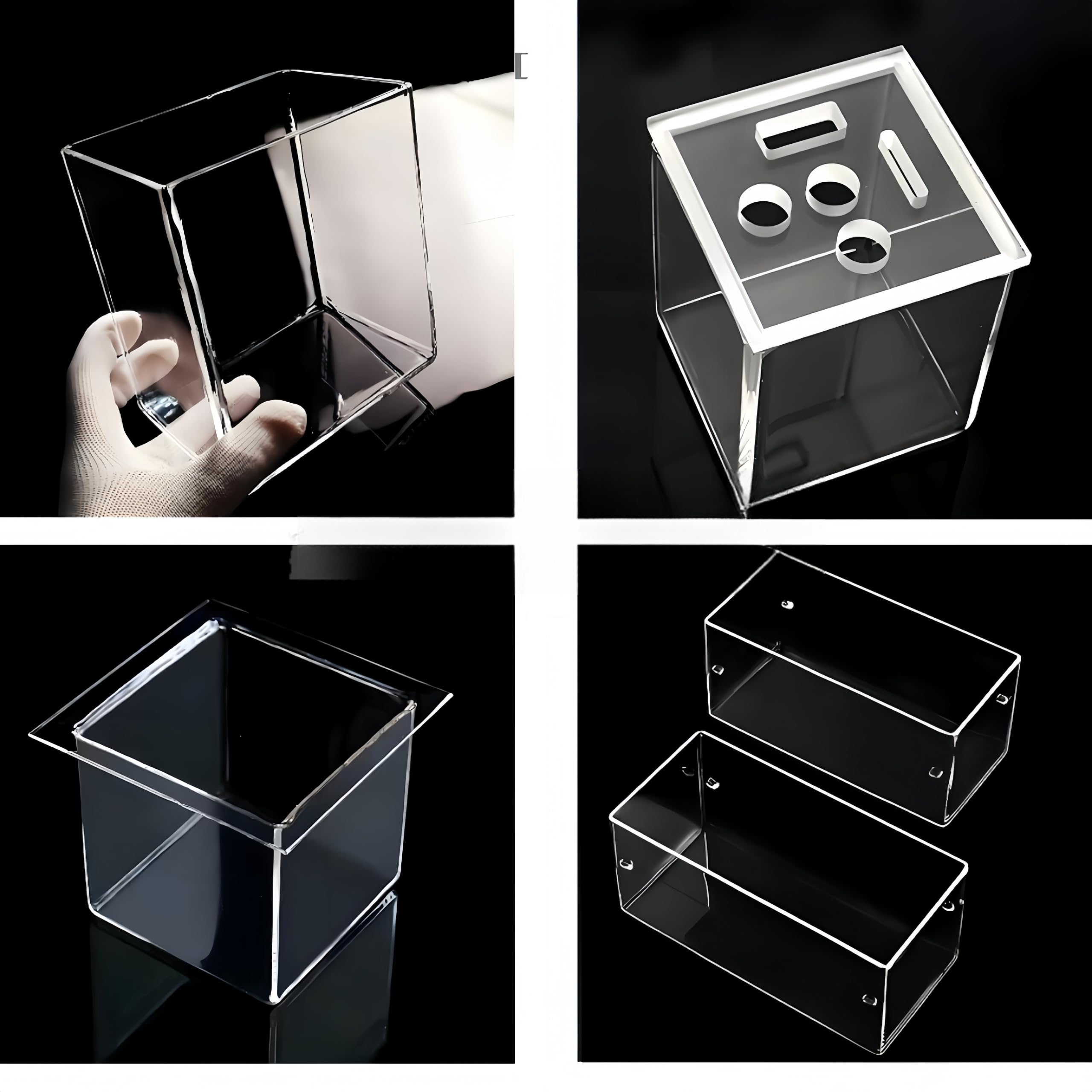 Hochtemperaturbeständiges Quarzglas-Reaktionsgefäß mit Deckel – quadratischer Tiegel for den Laborgebrauch(50mmx50mmx100mm)