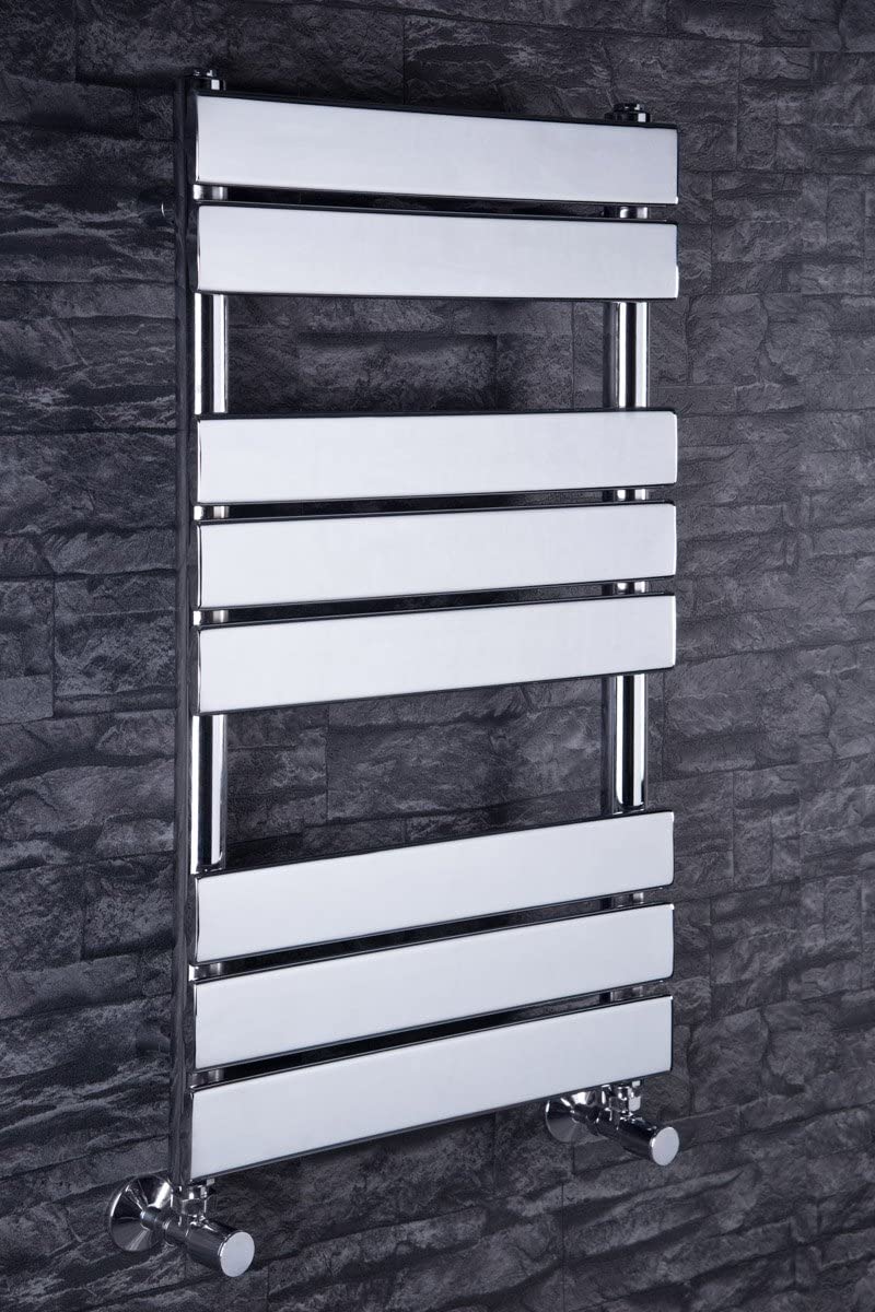 Warmehaus Flat Panel Heated Towel Rail Bathroom Ladder Radiator Rad Central Heating Chrome 800 x 450mm