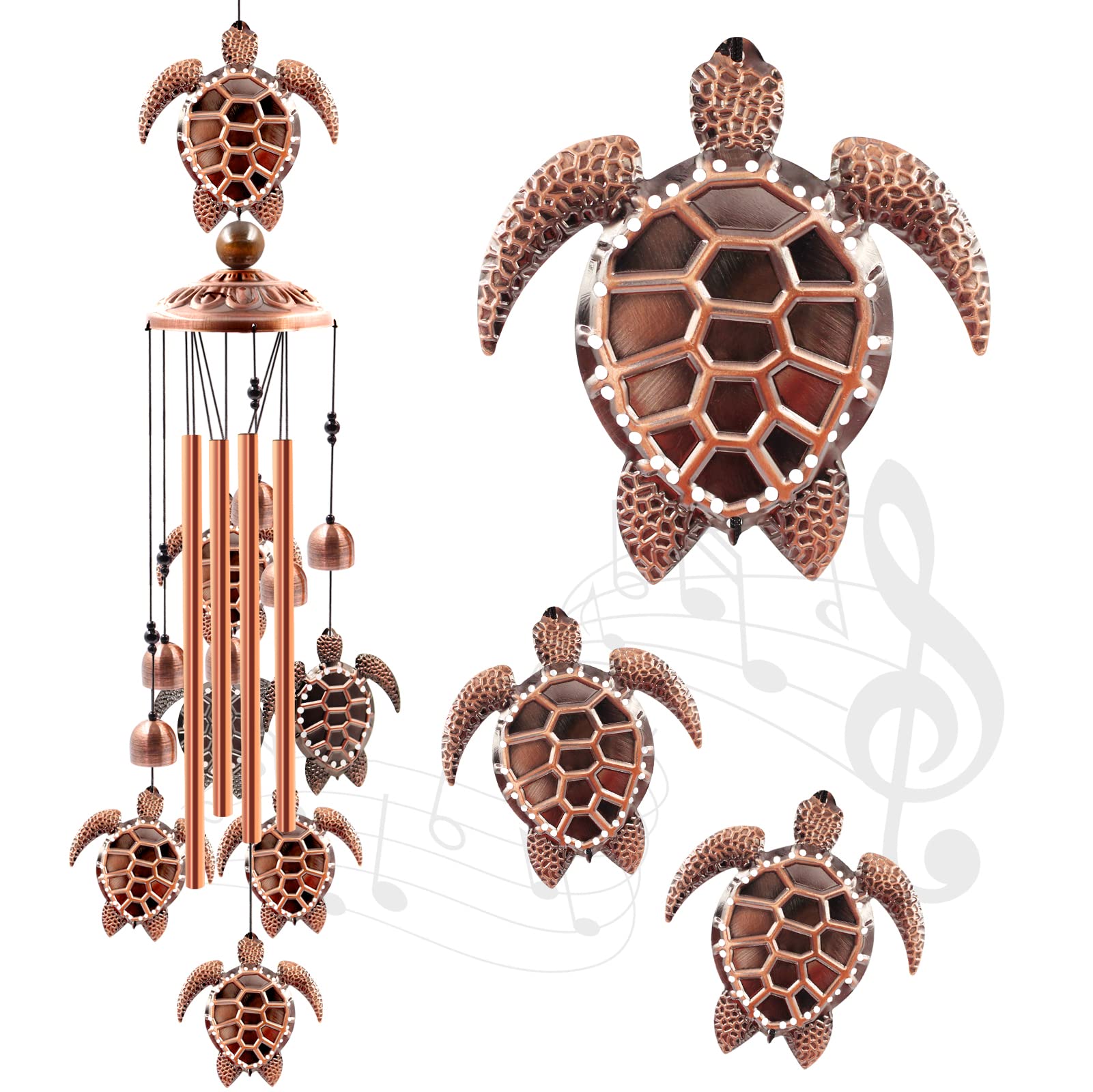 Wind Chimes Outdoor Clearance, Ukulork Sea Turtles Aluminum Tube Windchime with S Hook,Patio Garden Decor, Housewarming Gift.