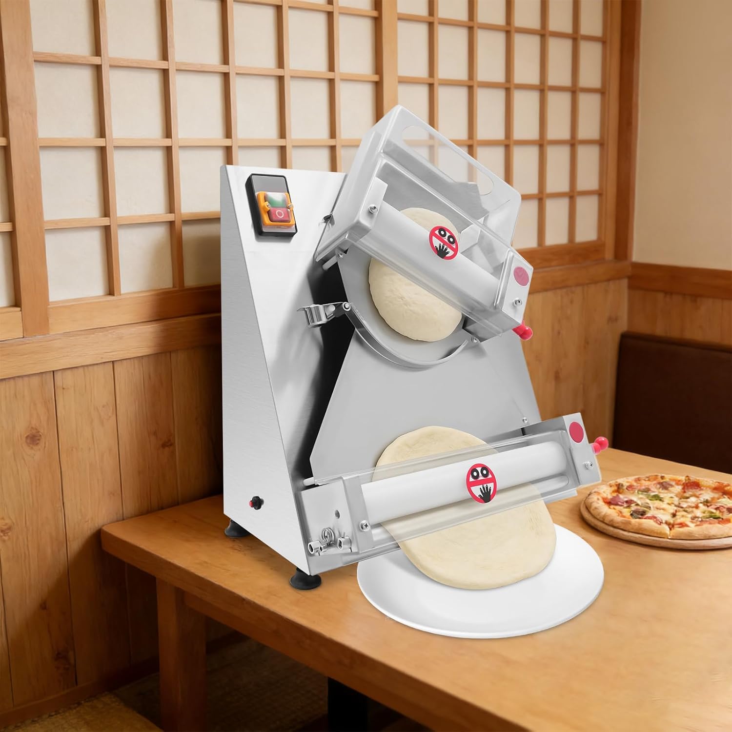 Electric Dough Sheeter Machine Pasta Maker Machine for Icing Pizza Dough Roller Sheeter Automatic Commercial Pizza Press Stainless Steel for Bread Marzipan and Puff Pastry (370W)