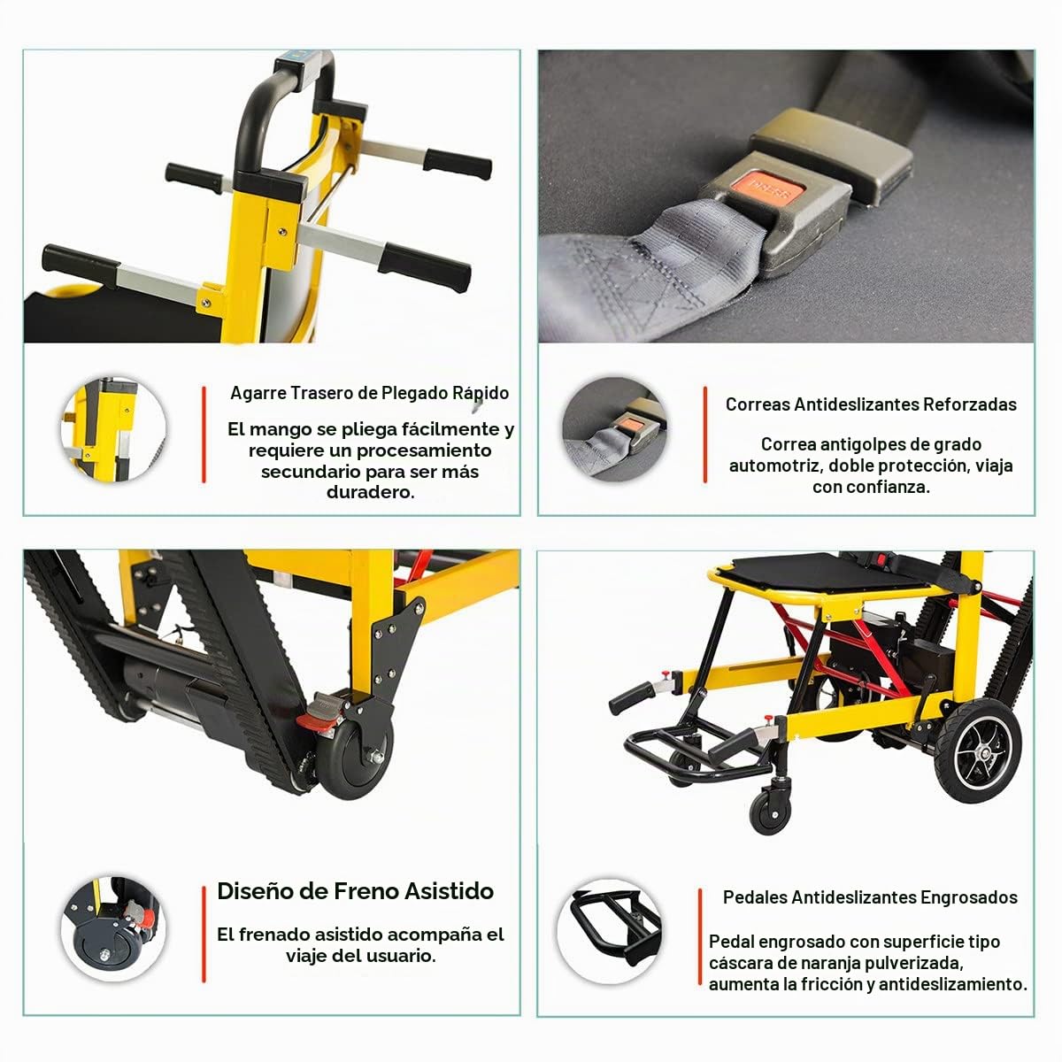 Silla Elevadora EléCtrica Para Escaleras,Silla De Ruedas Plegable Y Liviana Para Subir Escaleras,Silla EléCtrica Para Escaleras Con Orugas Para Ancianos,Carga De AleacióN De Aluminio 160 Kg,Yellow