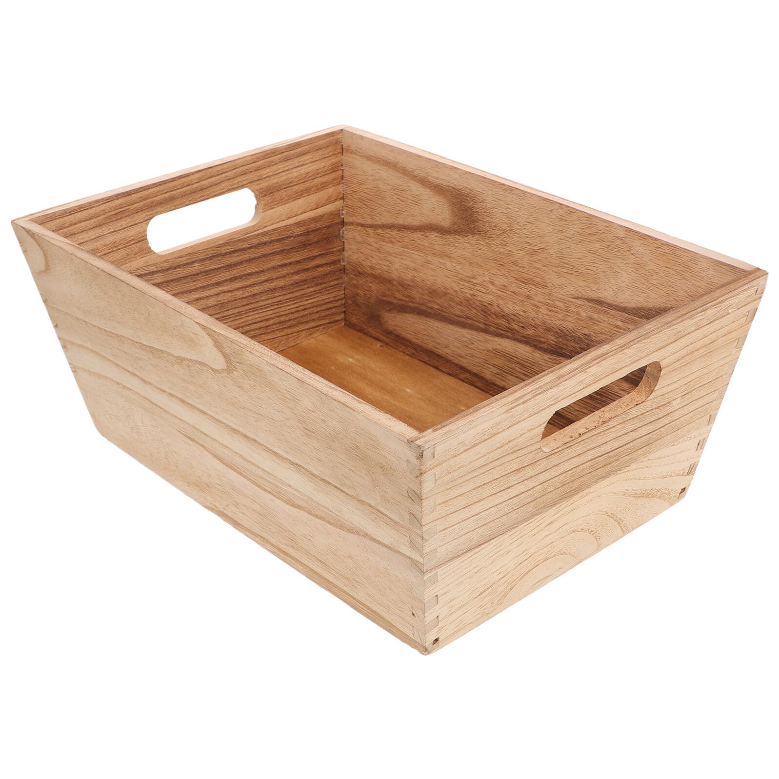 Panier en bois rustique pour fruits et légumes beige avec poignées