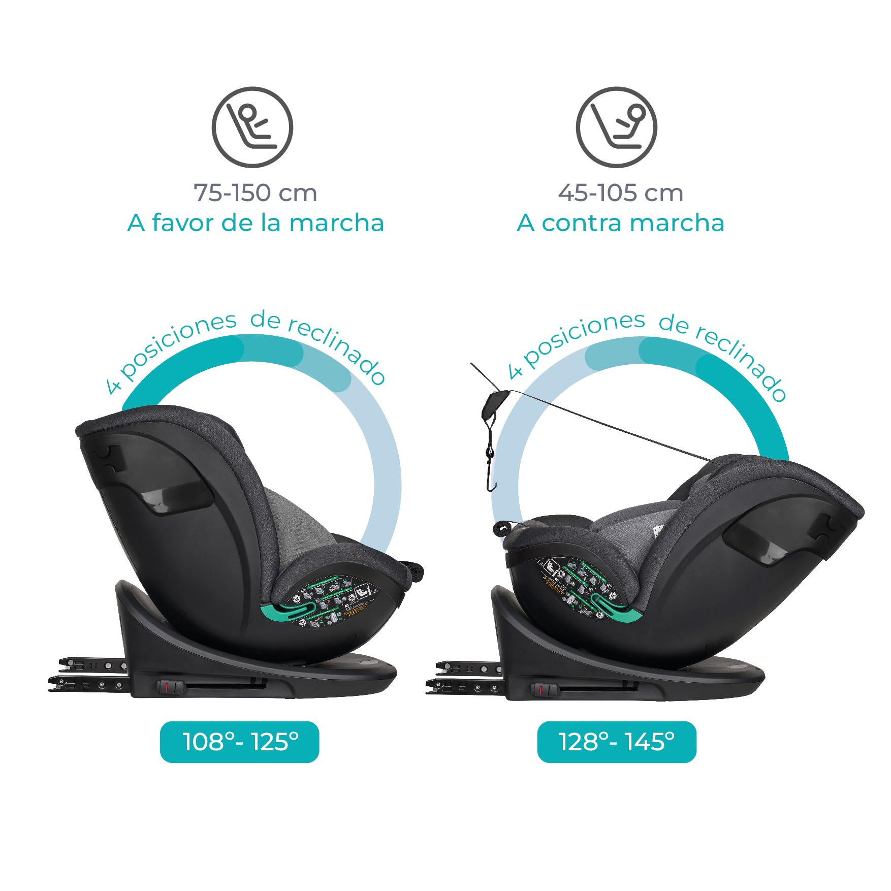 Ms Milos I-Size - Seggiolino da auto girevole a 360°, con ISOFIX e TOP Tether, 40-150 cm (0-36 kg), circa 0-12 anni - Reclinabile e Imbottita - ECE R129