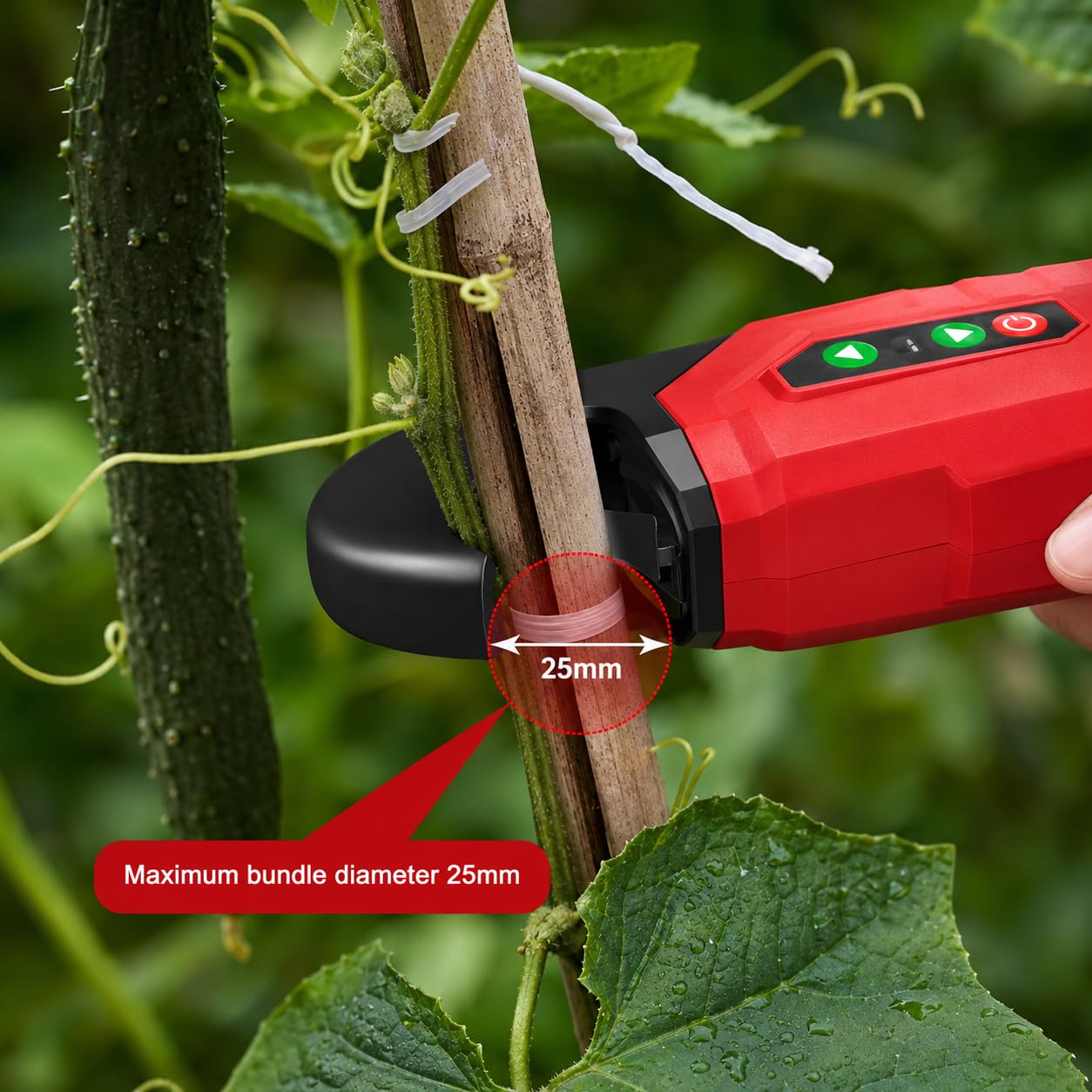 Legatrice elettrica per piante – 4 opzioni di velocità, diametro 25 mm, ideale per serre e giardinaggio, strumento di rilegatura efficiente e facile da usare