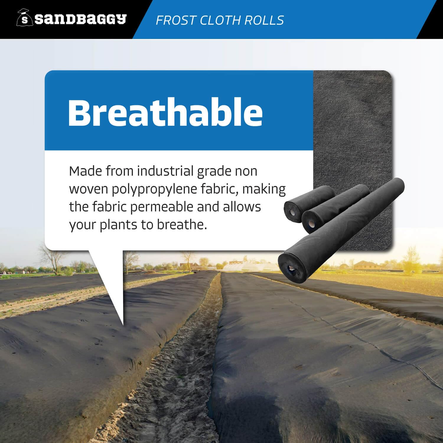 Sandbaggy Heavy-Duty Frost Cloth Roll (6ft X 25ft) – Winter Plant Blanket For Freeze Protection, Shrubs, Trees & Gardens