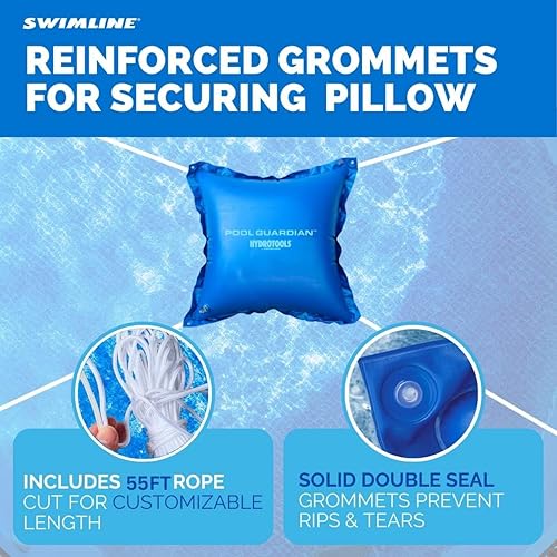 Vista 30 de SWIMLINE HYDROTOOLS - Almohada de aire para piscinas sobre el suelo, paquete de 2 unidades, cojín de 4 x 4 pies, kit de invierno para cierre