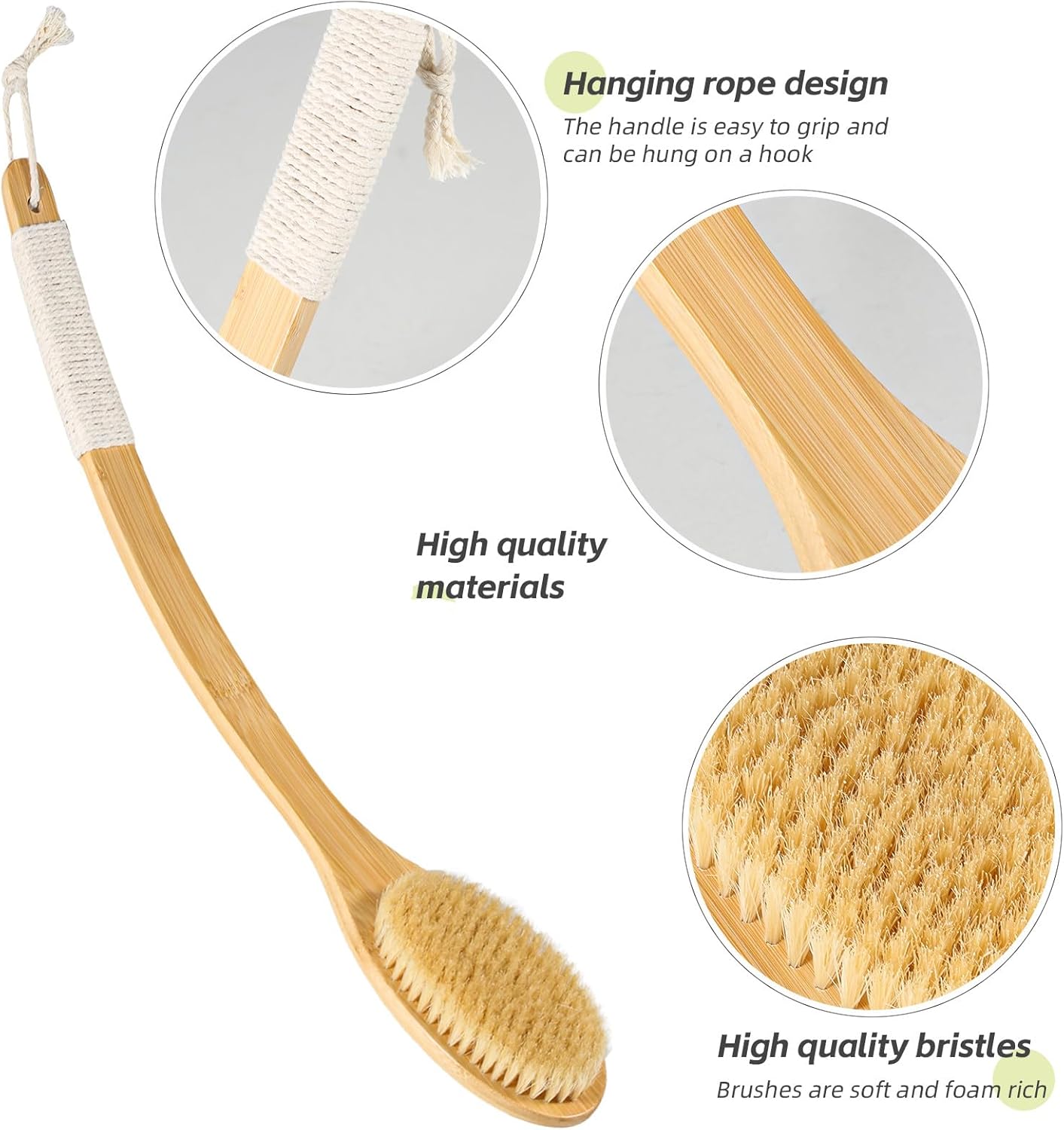 ????bath body brush shower, 22" super long curved bamboo handle antiskid back body scrubber wet/dry brushing, moderately soft natural bristle body brush for showering beige