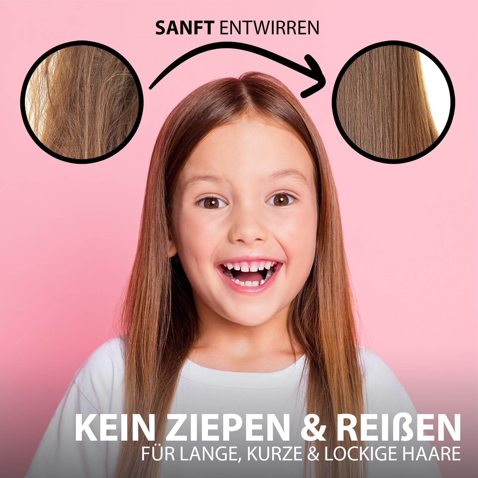 Spazzola per bambini in legno di bambù con setole di cinghiale | Kids Brush: senza tirare | Pettine massaggiante premium | Spazzola per capelli di Nouni