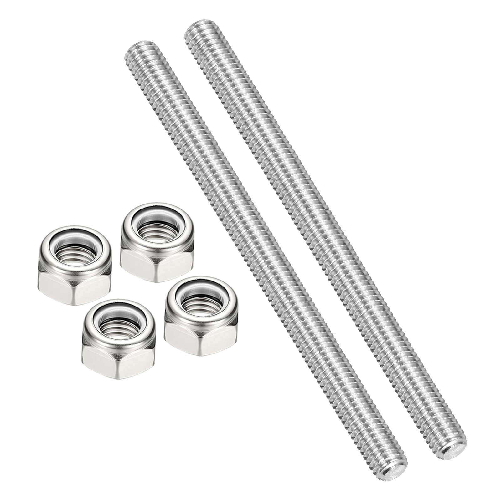 PATIKIL 2Pcs 3/8"-16x120mm Threaded Rods with Hex Nuts