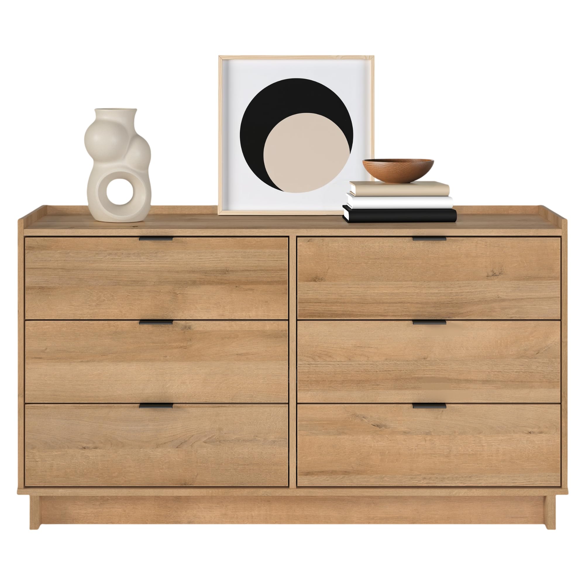 Prepac Double Drawer Dresser, 52.5" W x 29.5" H x 16" D, Oak