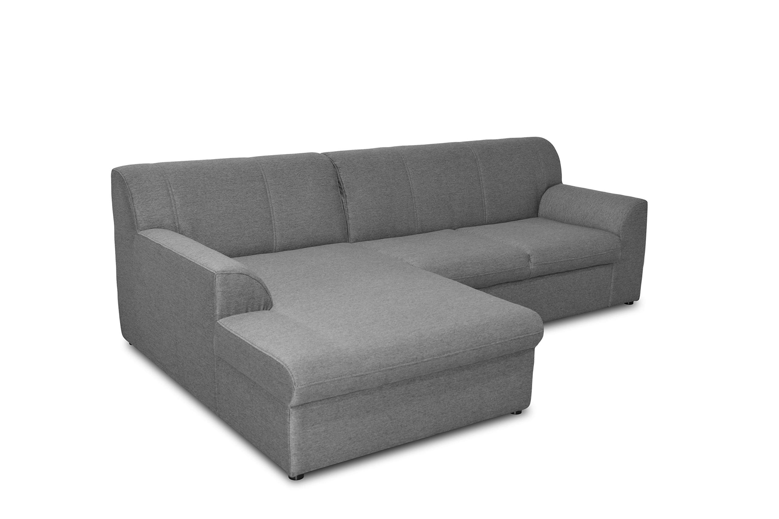 DOMO. collection Ecksofa Topper, Sofa in L-Form mit Schlaffunktion, moderne Couch, kleine Polsterecke, Schlafsofa, 245 x 155 x 78 cm (BxTxH), grau